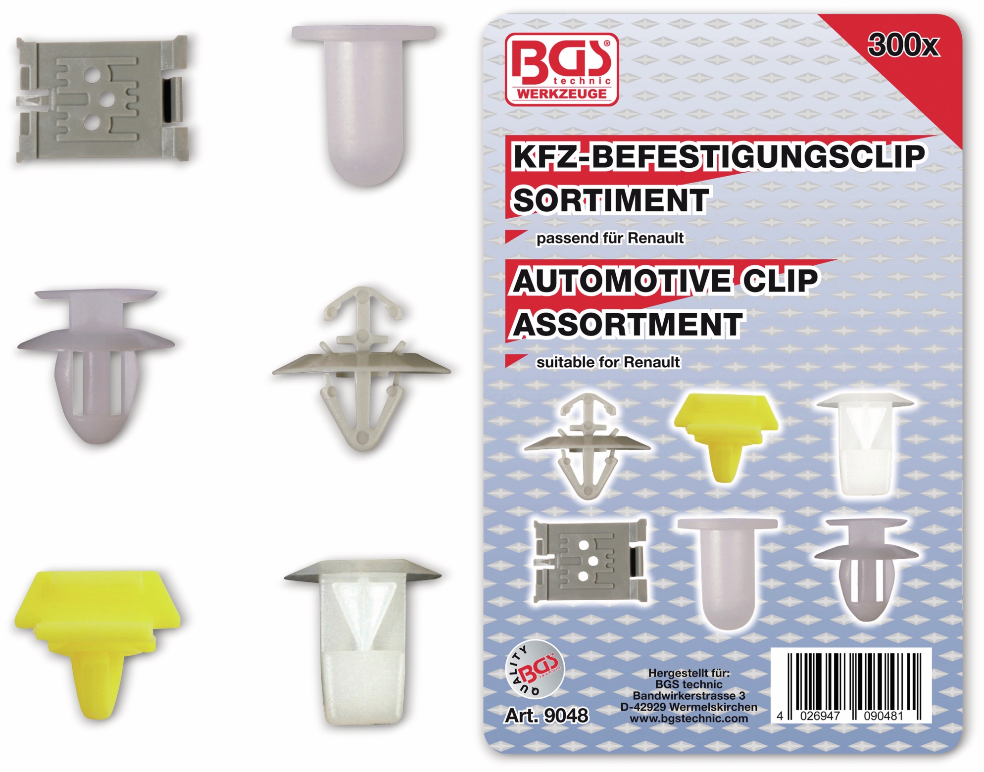 BGS TECHNIC KFZ Befestigungsclip Set 9048 für Renault 300 tlg 851868