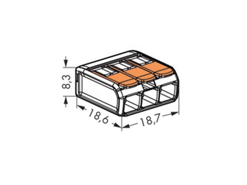 WAGO Steckklemmen 221 413 3 polig 0 2 4 mm² 50 Stück 551573