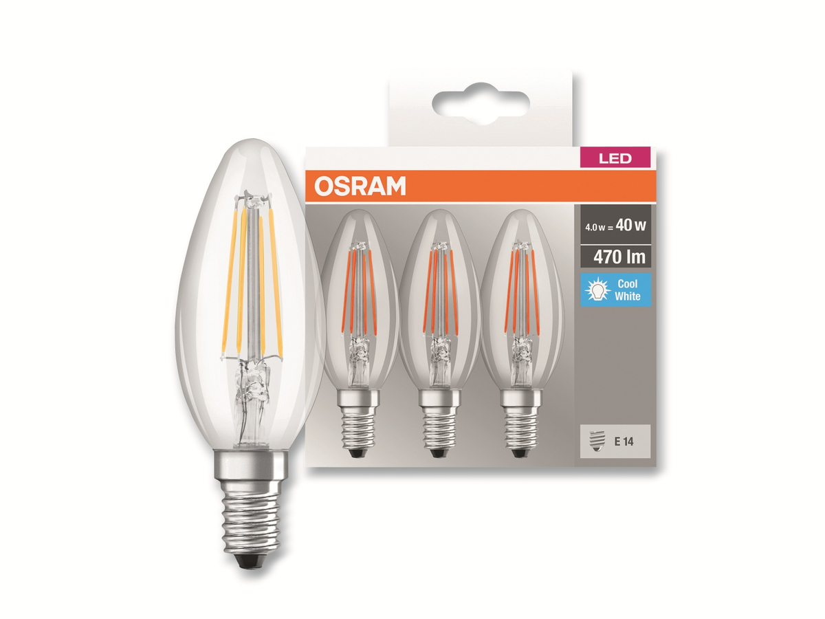 Osram Led Lampe Base Classic B40 E14 Eek E 4 W 470 Lm 4000 K 3 Stück Online Kaufen 