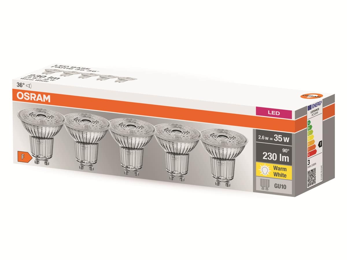 OSRAM LED Lampe PAR16 GU10 EEK F 2 6W 230lm 2700K 5 Stk Online Kaufen Pollin De