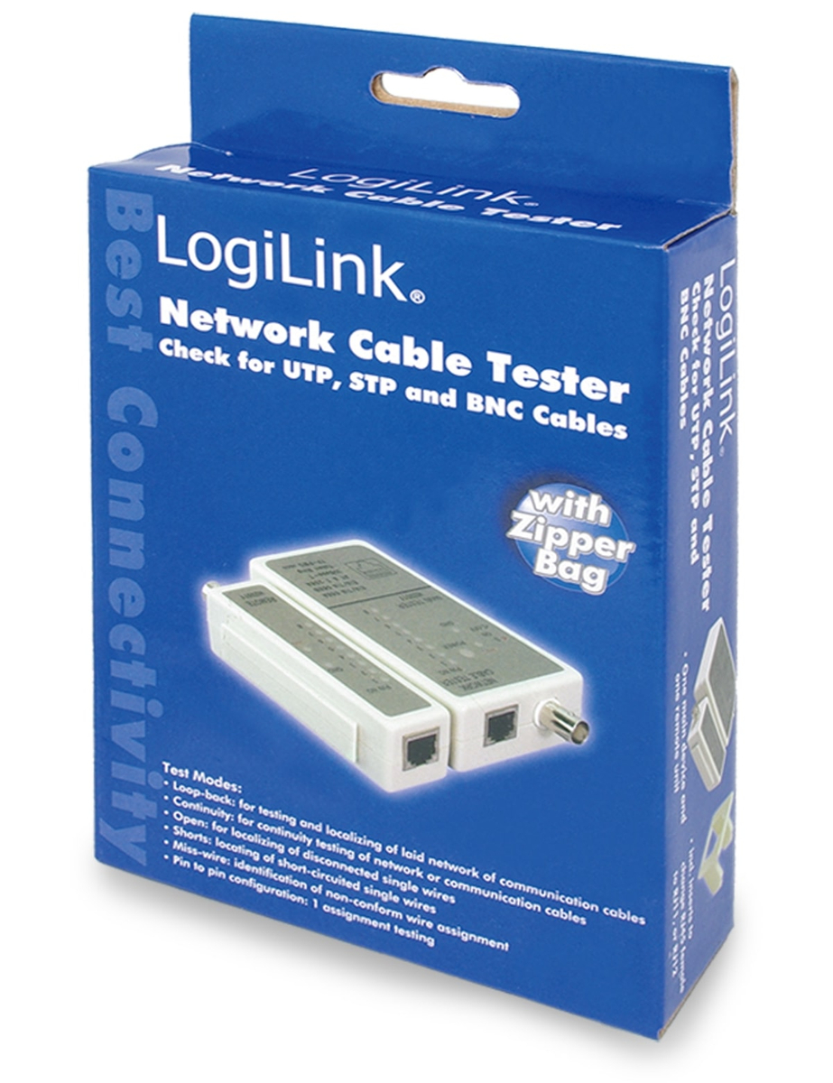 Netzwerk-Kabeltester LOGILINK WZ0011, RJ11/RJ12/RJ45/BNC