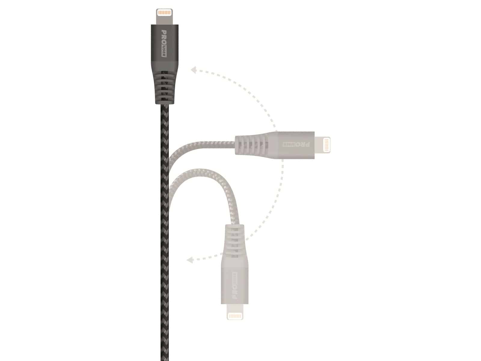 PROUSER USB-Daten/Ladekabel 2er-Set, USB-C zu USB-Lightning, 100/150 cm