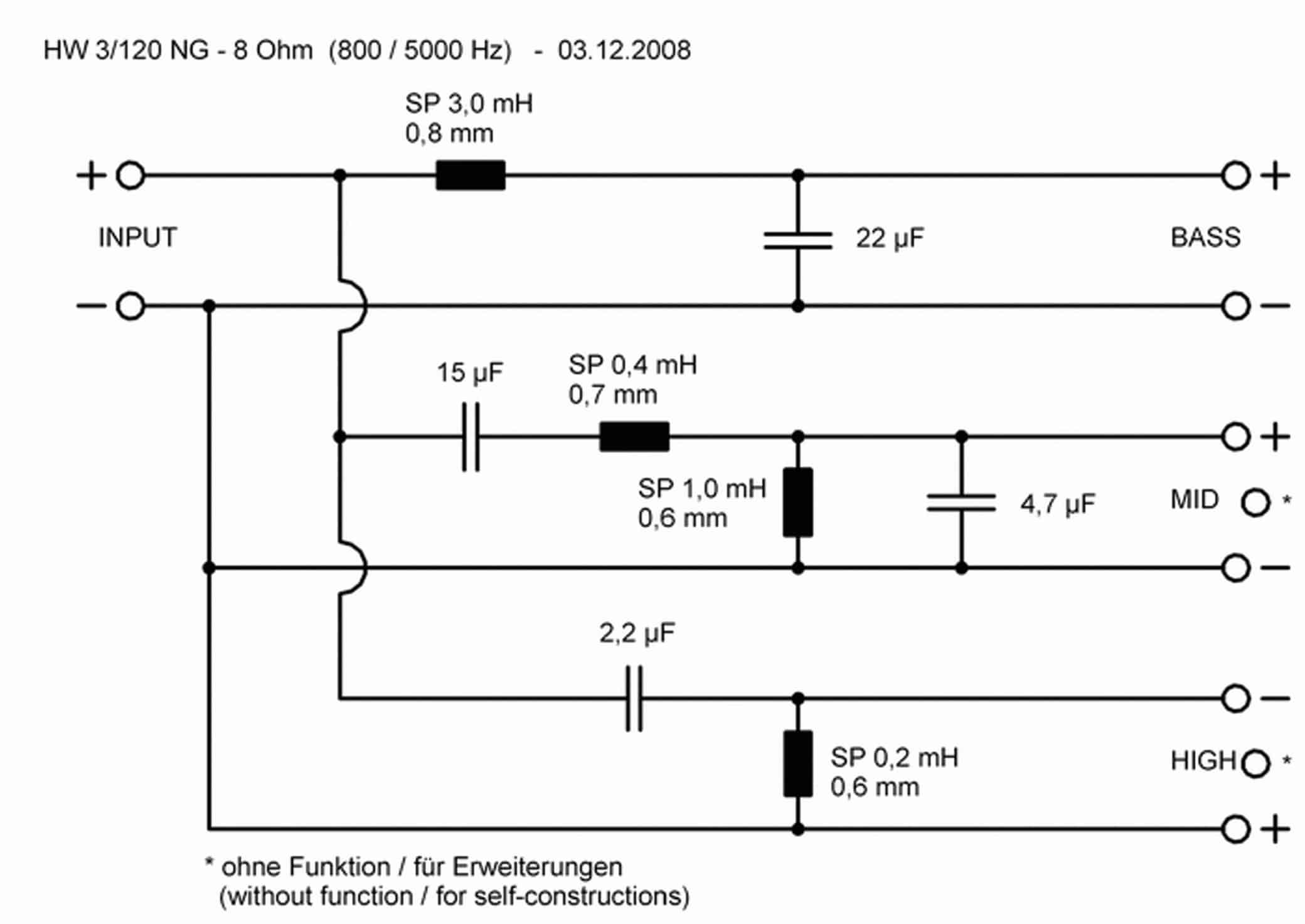 VISATON Frequenzweiche, HW 3/120 NG, 8 Ohm, 3 Wege