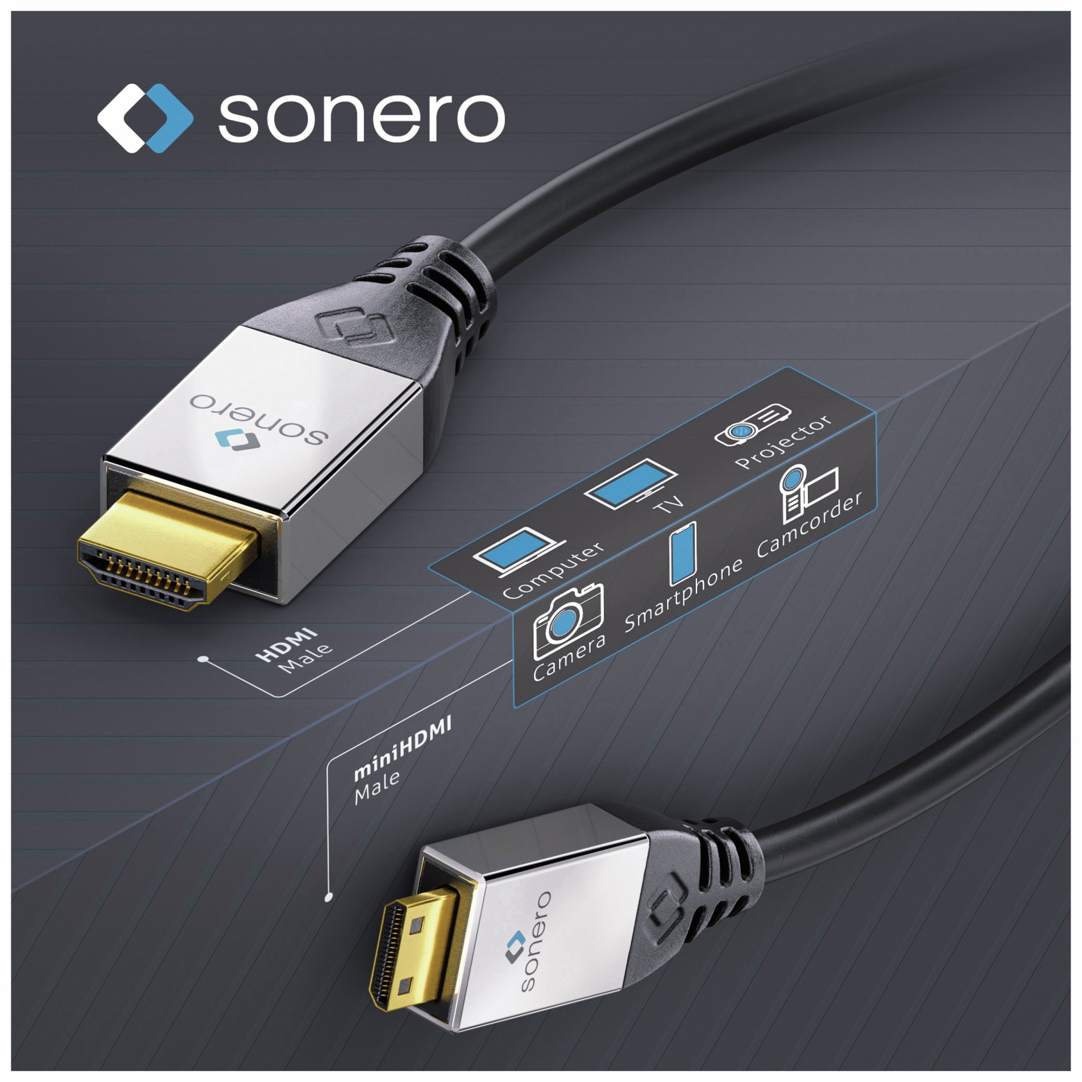 SONERO HDMI Kabel A/C, 4K, 2 m, schwarz