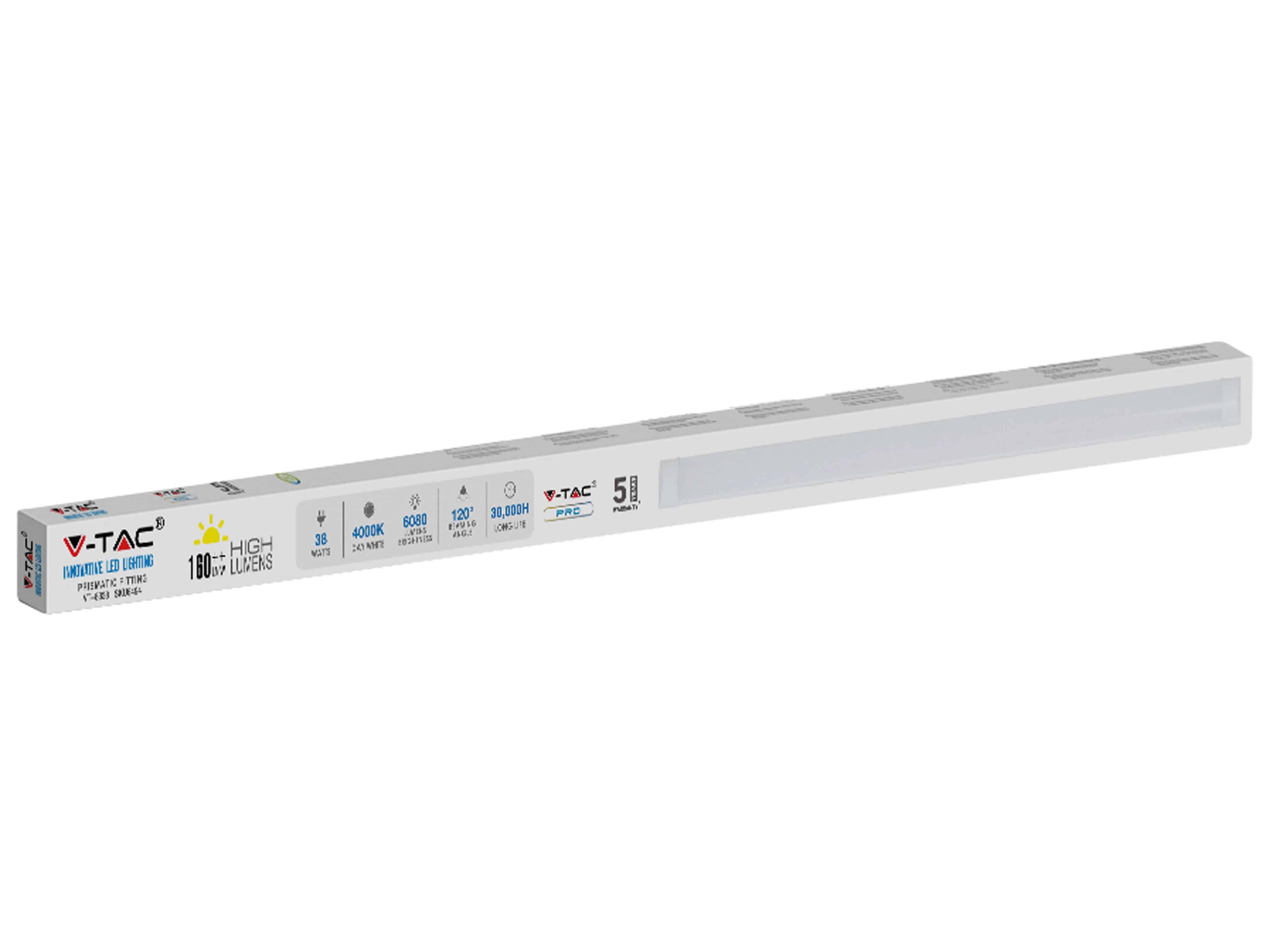 V-TAC LED-Deckenleuchte, 8338 (6494) EEK: D 38 W, 5900 lm, 4000 K, 1500 mm
