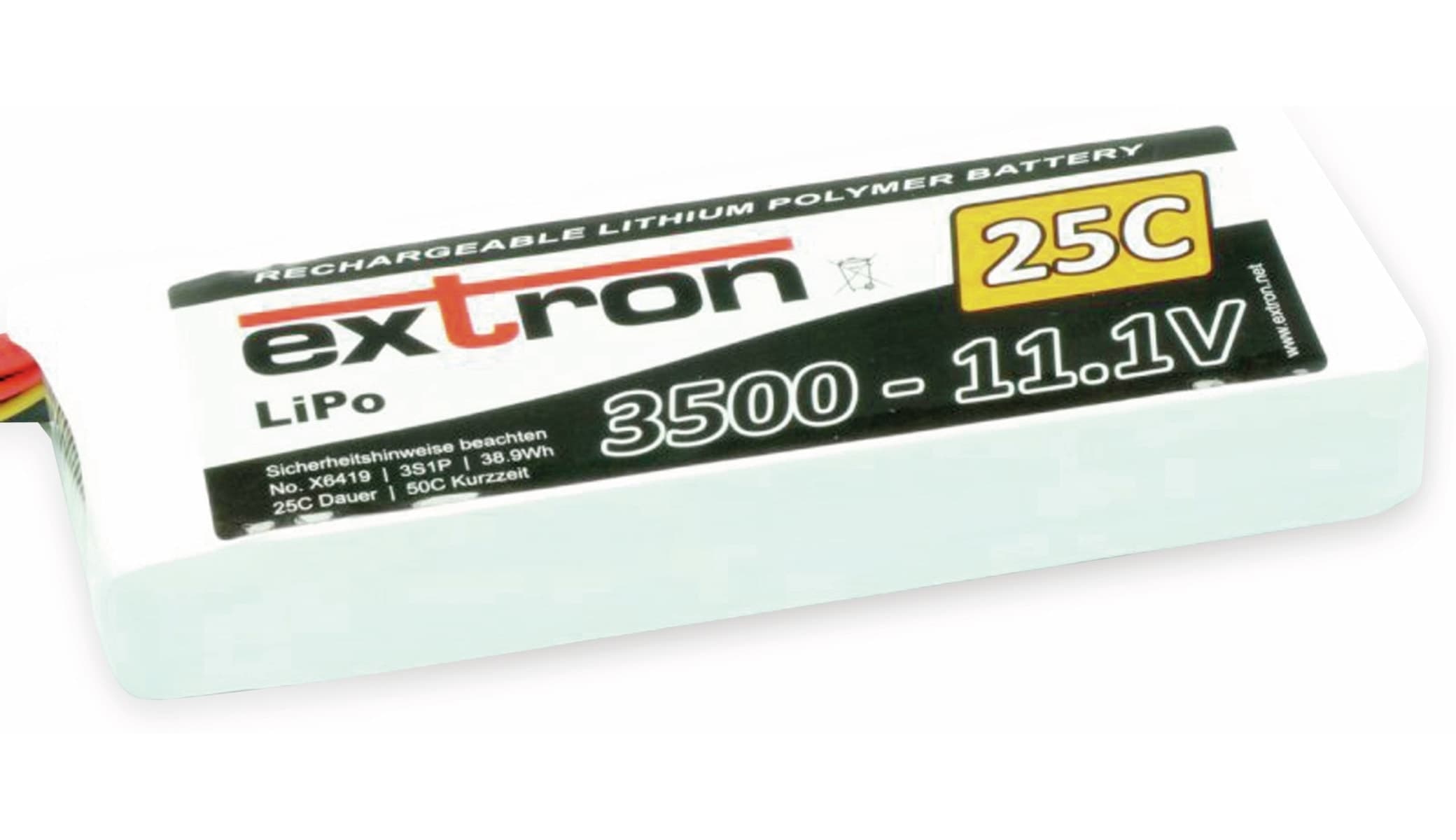 EXTRON Modellbau-Akkupack X2, LiPo, 11,1 V-/3500 mAh, 25C