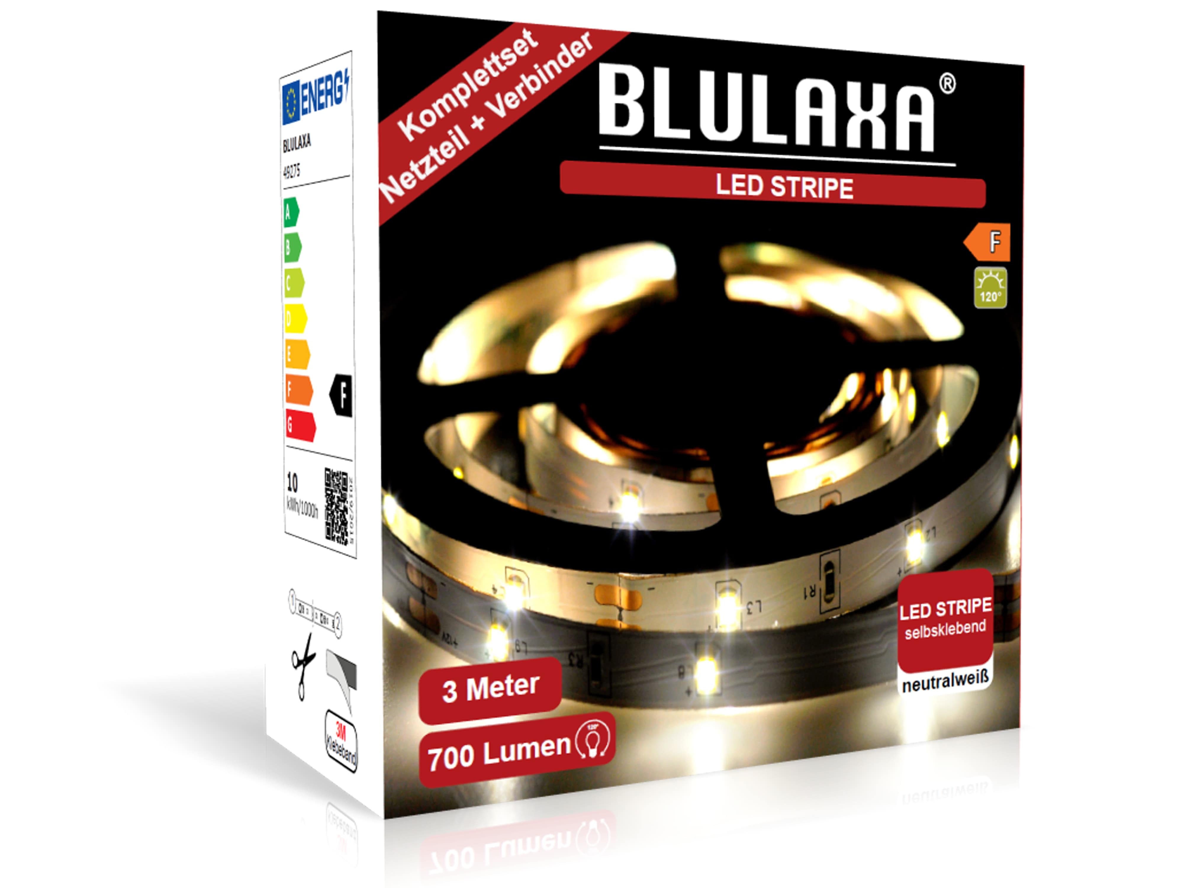 BLULAXA LED-Strip-Set, EEK: F, 9,5W, 700lm, 4000K, 3m