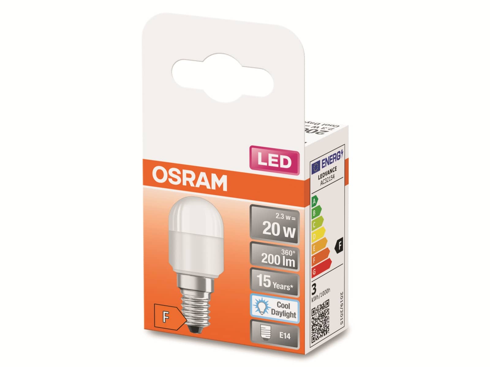 OSRAM LED-Lampe LED STAR SPECIAL T26, E14, EEK: F, 2,3 W, 200 lm, 6500 K