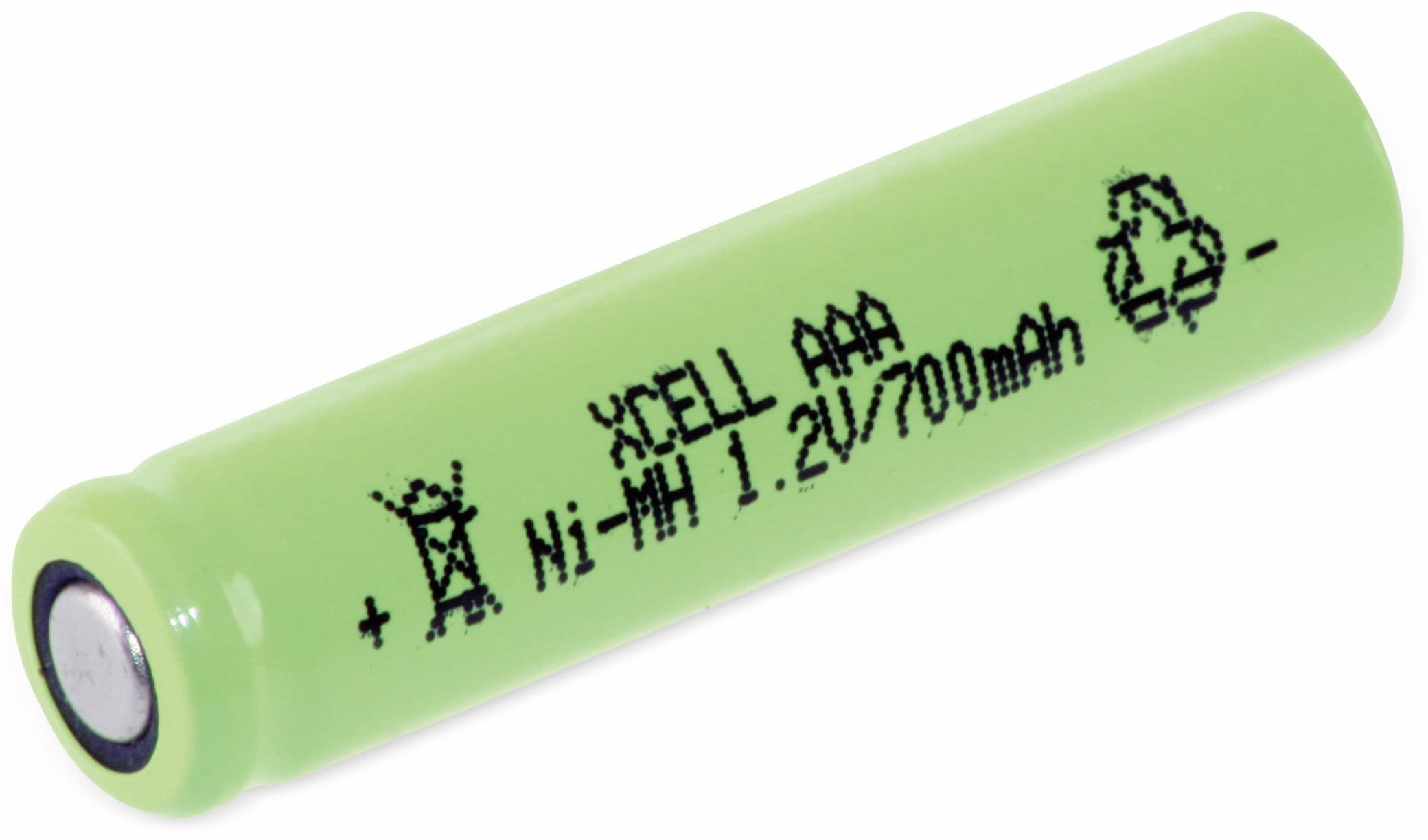 XCELL NiMH-Akku, Industriezelle, AAA, Flat-Top, 44,5x10,5mm, 1,2V/700mAh