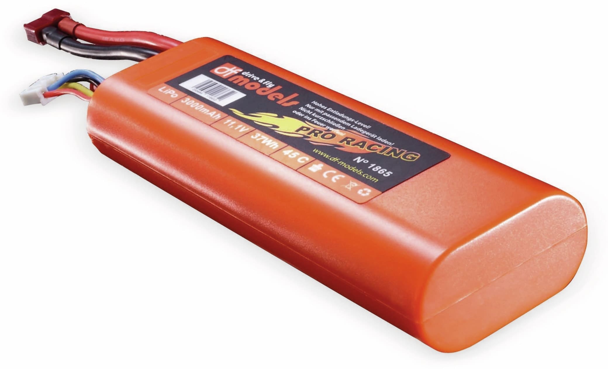 DF MODELS Lipo Akku 2S, 11,1 Volt, 3000mAh, 45C, Hardcase, rund