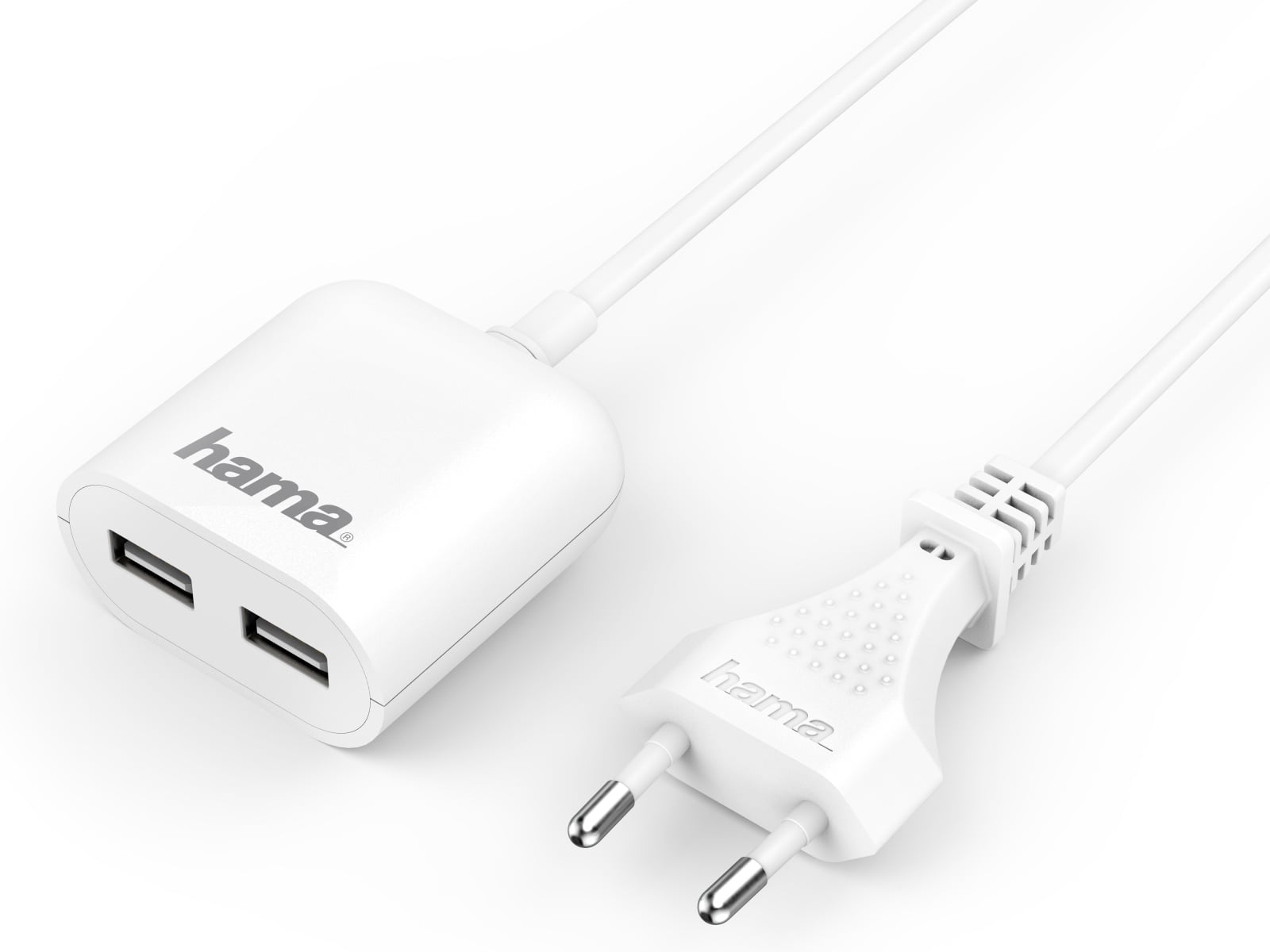 HAMA USB-Netzteil, 2x USB-Ausgänge, 1,9 m Kabel, weiß