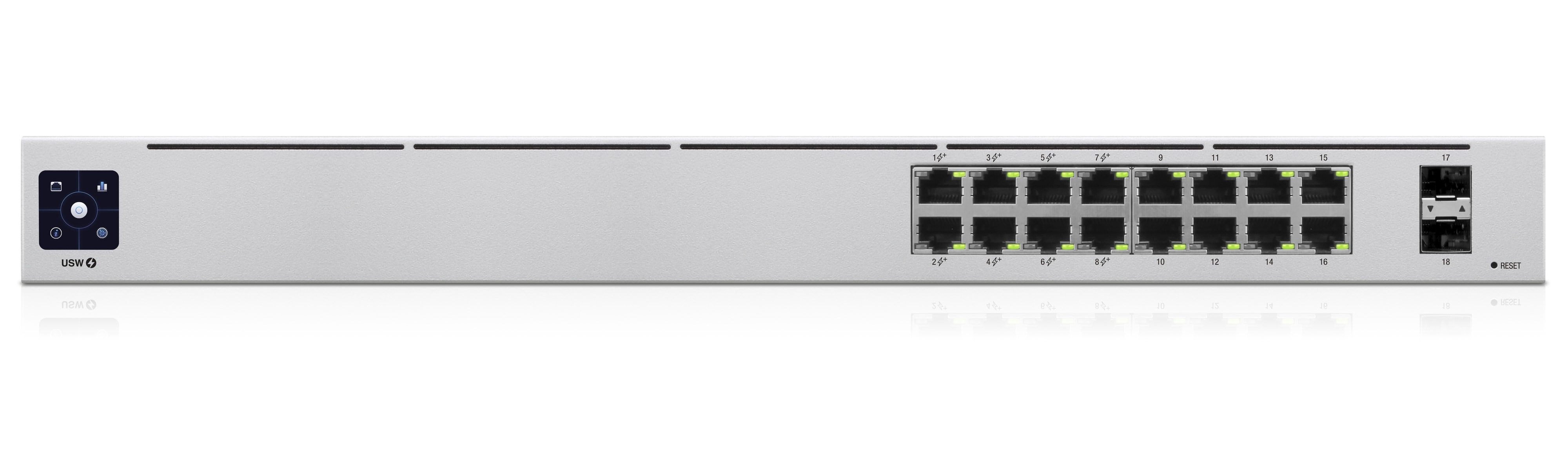 UBIQUITI Switch UniFi USW-16-PoE, 42 W, PoE+, M, RM