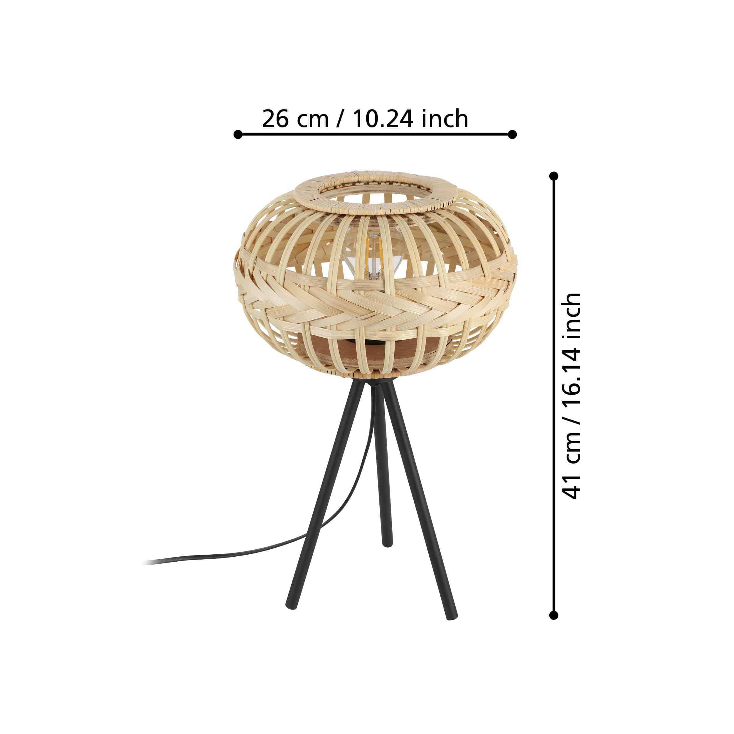 EGLO Tischleuchte 43865 Holz natur, für E27, max. 40 W