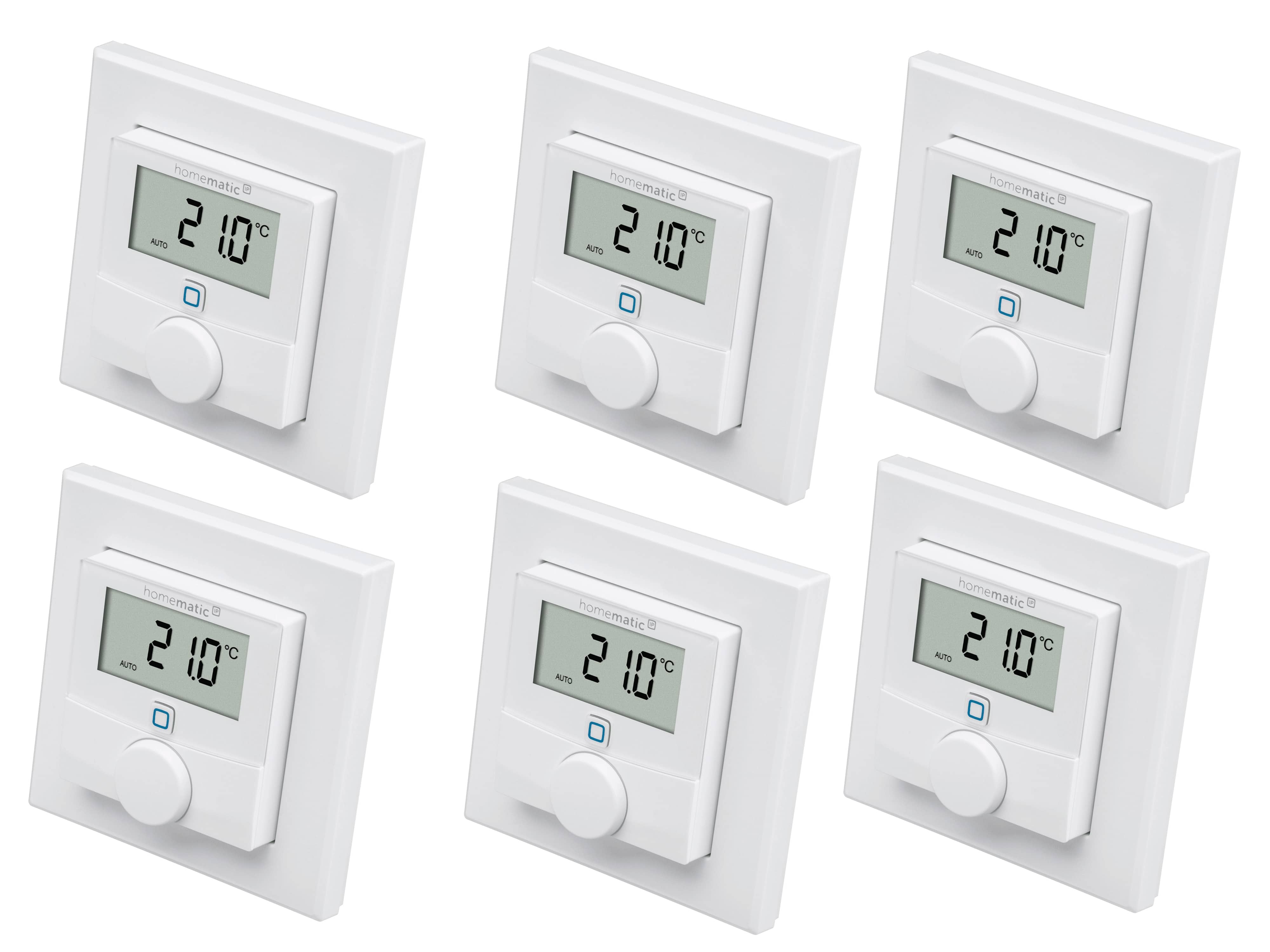 HOMEMATIC IP 156669A0, Wandthermostat mit Luftfeuchtigkeitssensor, 6 Stück