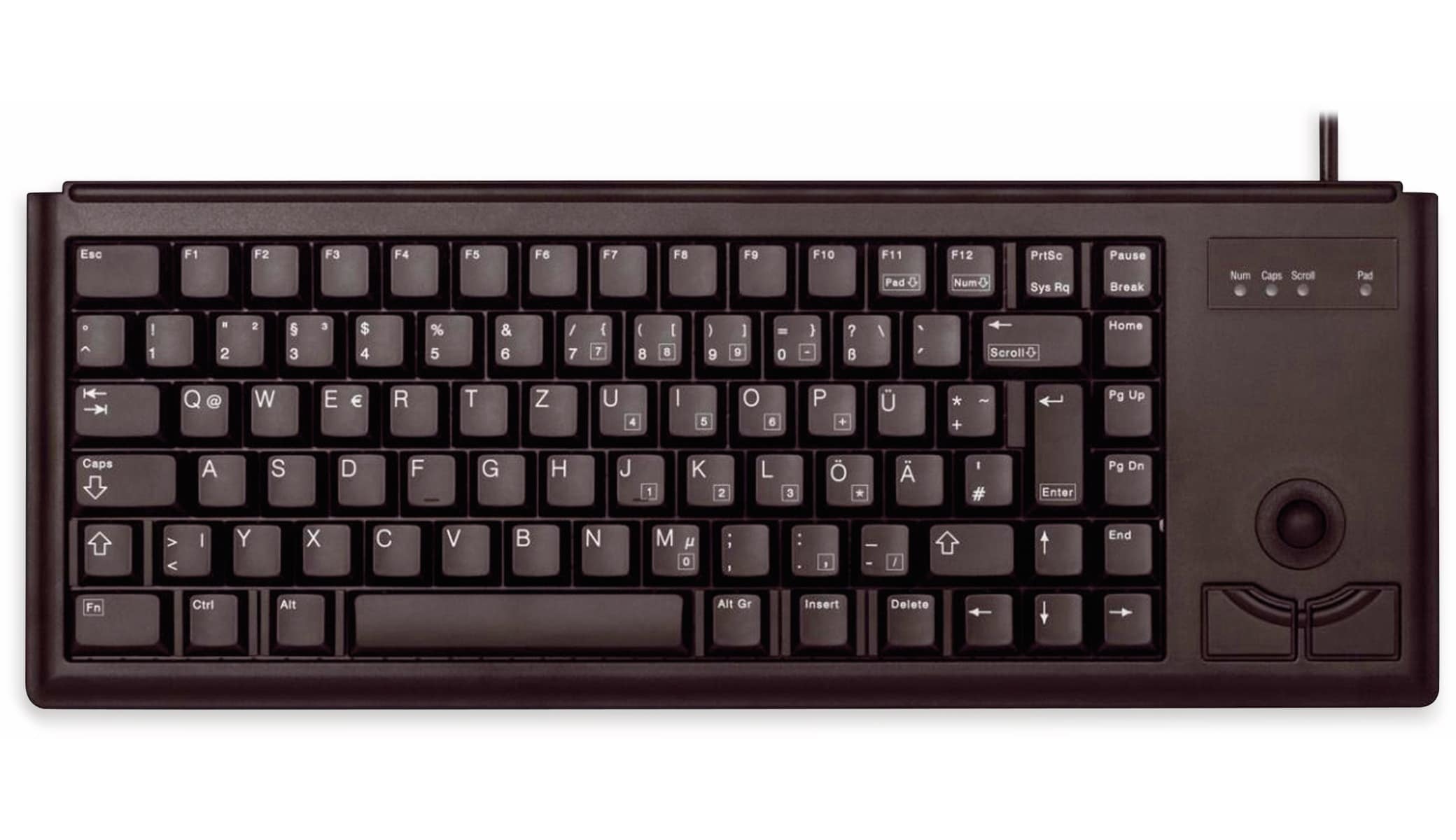 CHERRY PS/2-Tastatur G84-4400, mit Trackball, schwarz