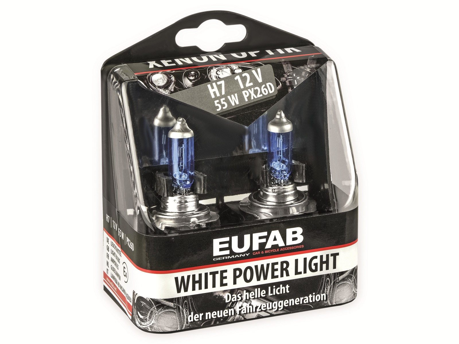 EUFAB Halogen-White Power Light H7, 12V, 55W, PX26D, 2 Stück