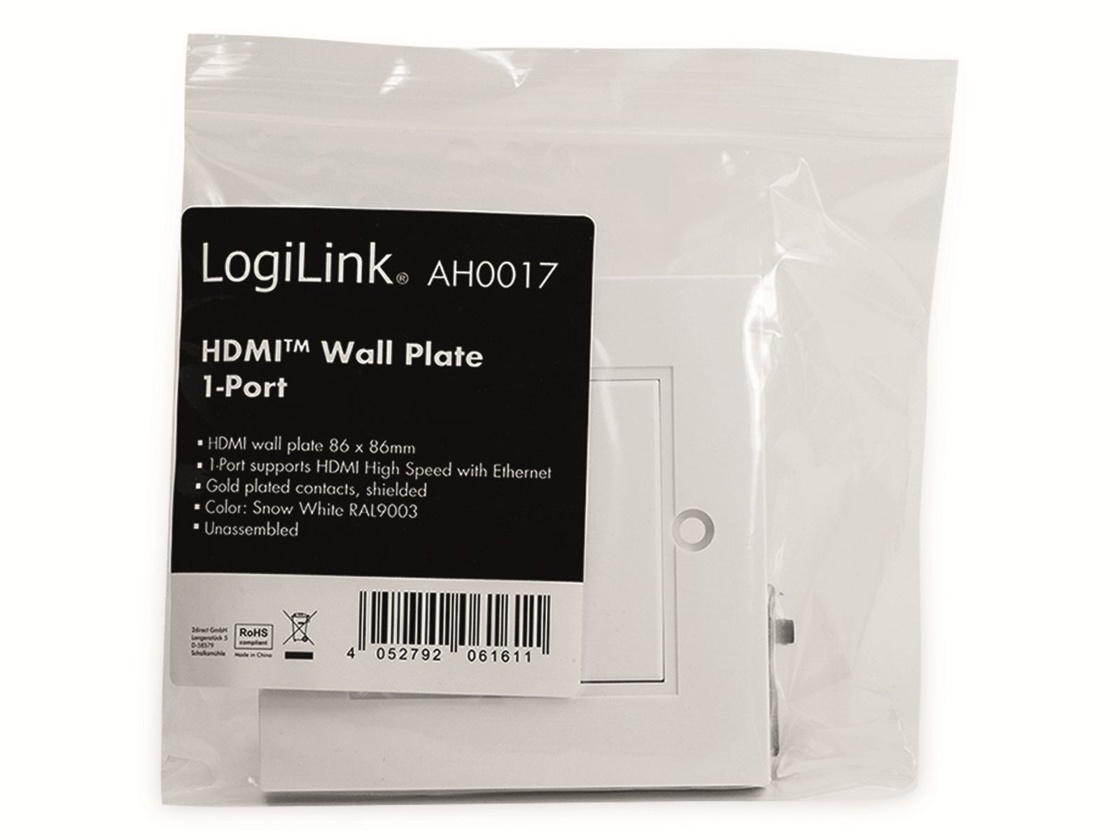 LOGILINK HDMI-Wanddose 1-Port, weiß