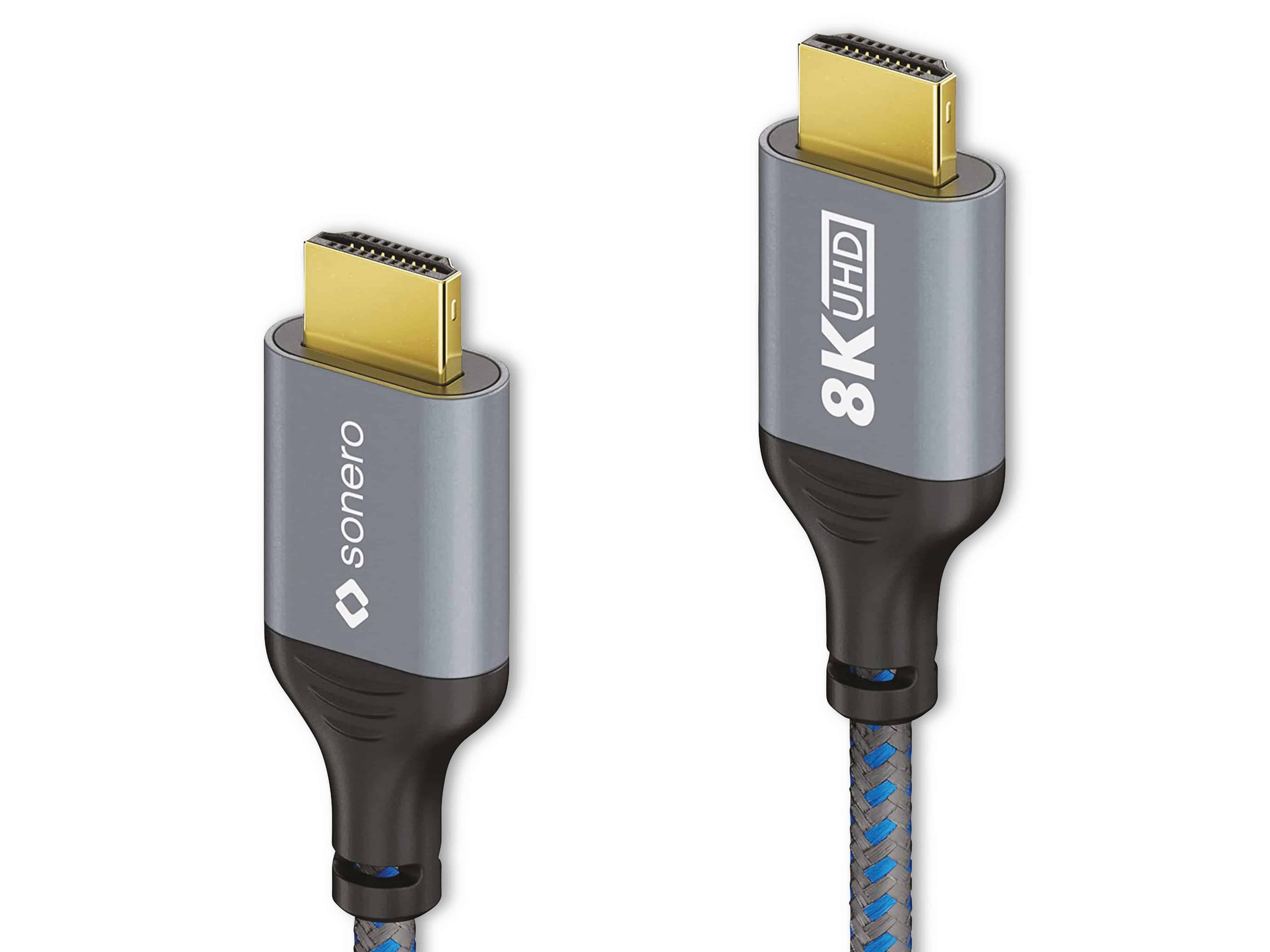 SONERO HDMI-Kabel, 8K60, grau/blau, 2 m