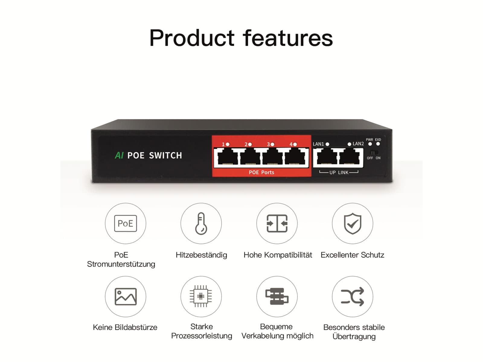 JOVISION PoE Netzwerk-Switch CloudSEE PS64, 4-port