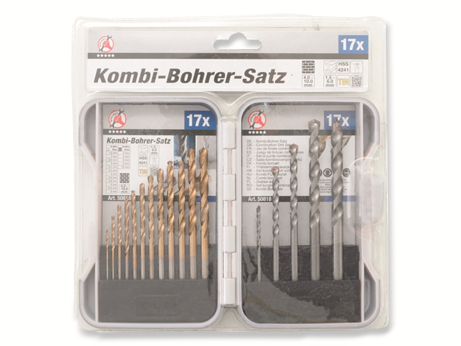 BGS TECHNIC Kombi-Bohrer-Satz 50818, 1,5...10 mm, 17-teilig