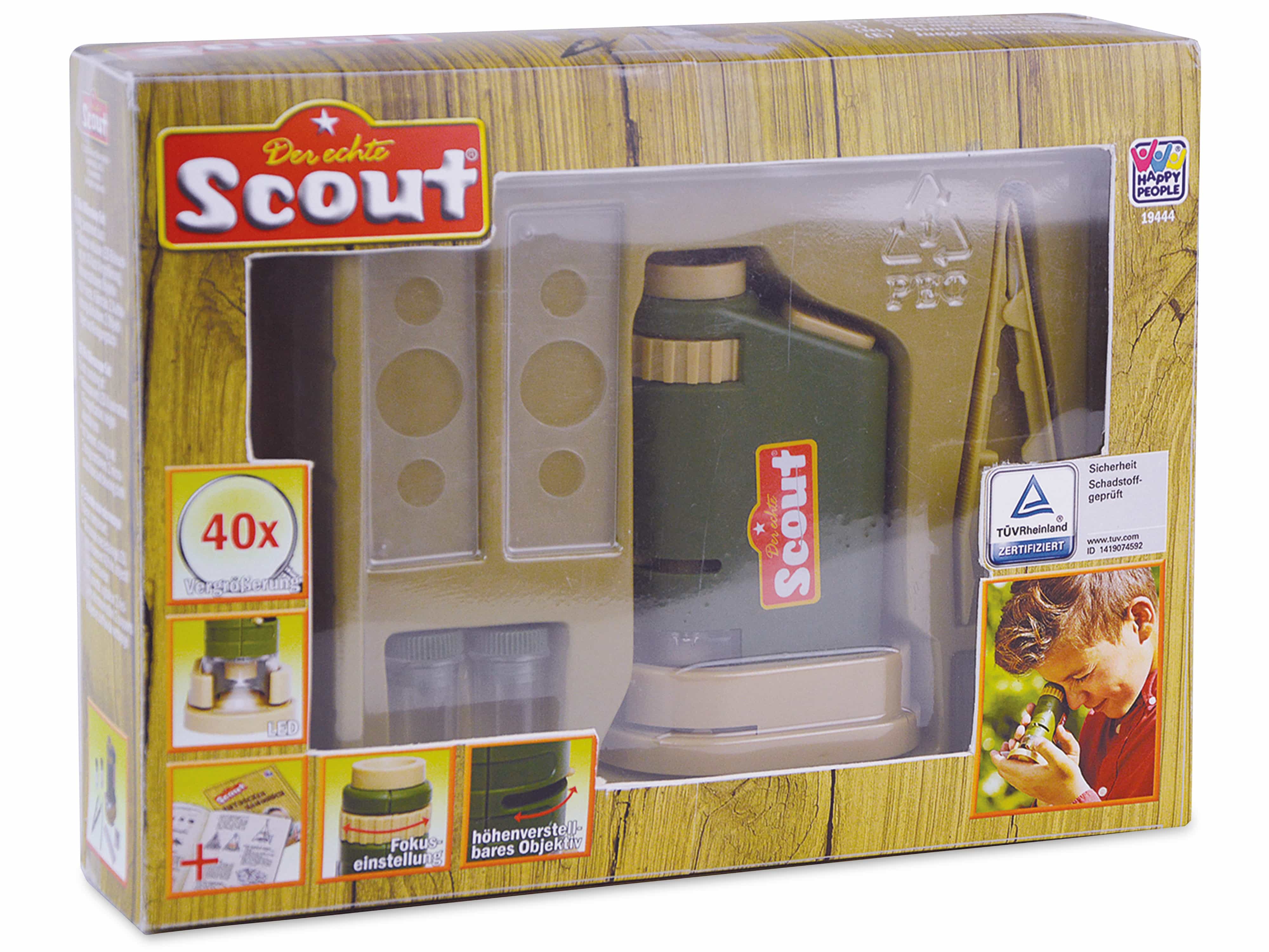 SCOUT Mini-Mikroskop-Set 8-teilig, für Kinder, batteriebetrieben