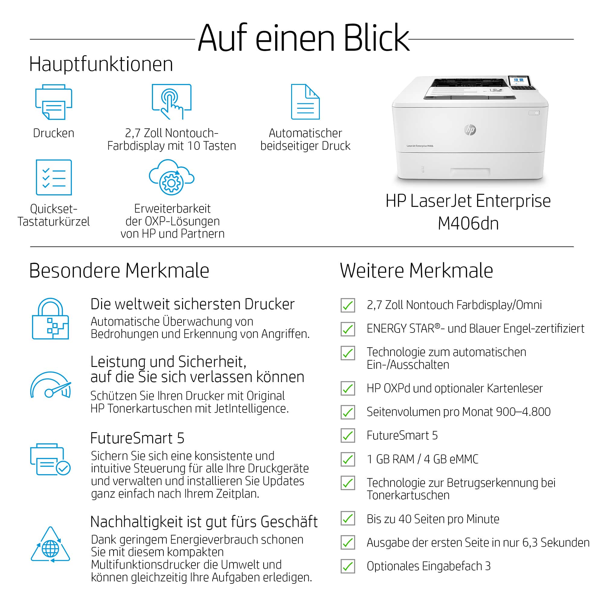 HP Laserdrucker LaserJet Enterprise M406DN