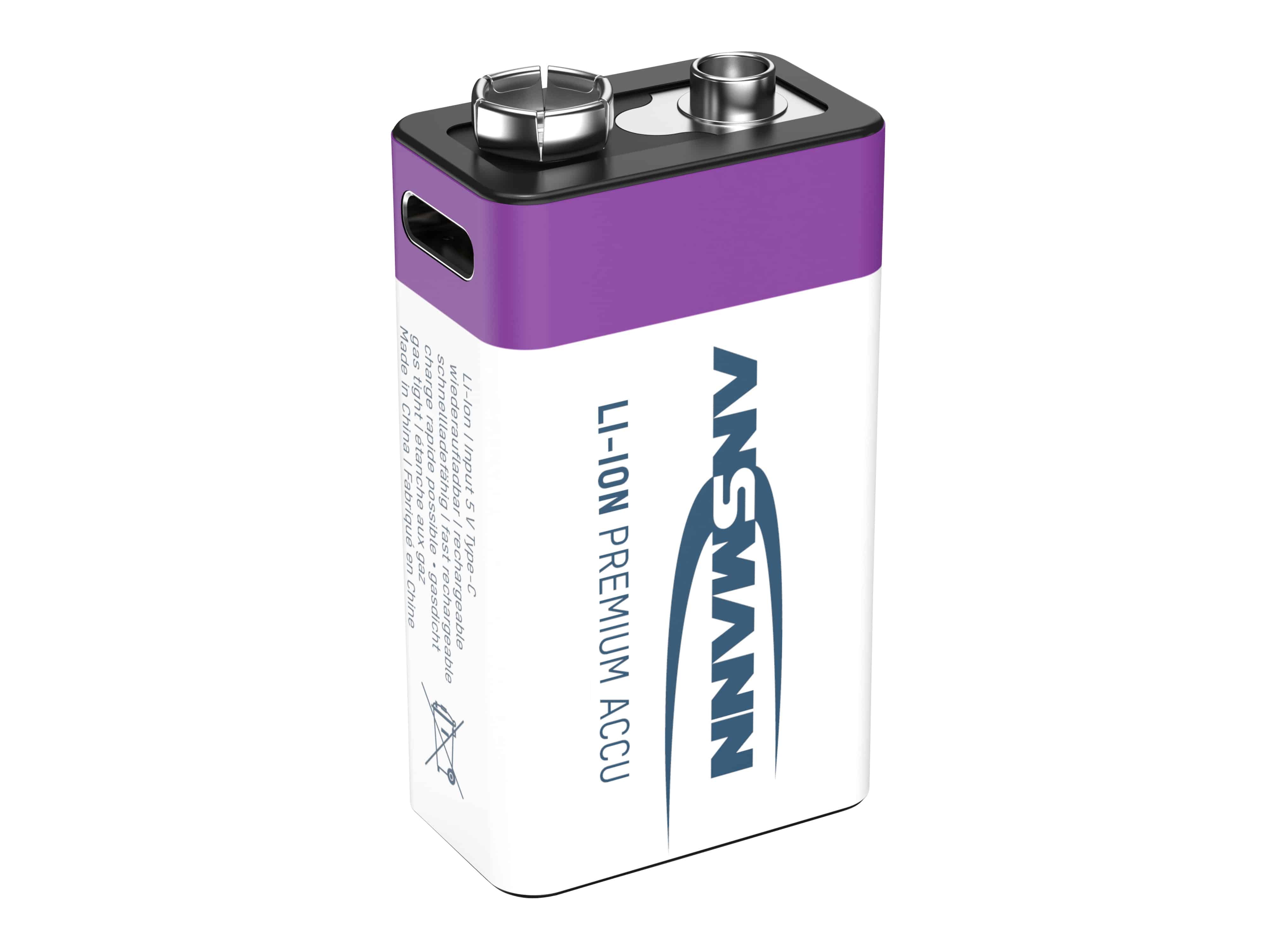 ANSMANN Li-Ion 9V-Block-Akku, Typ 400 (min. 340mAh)