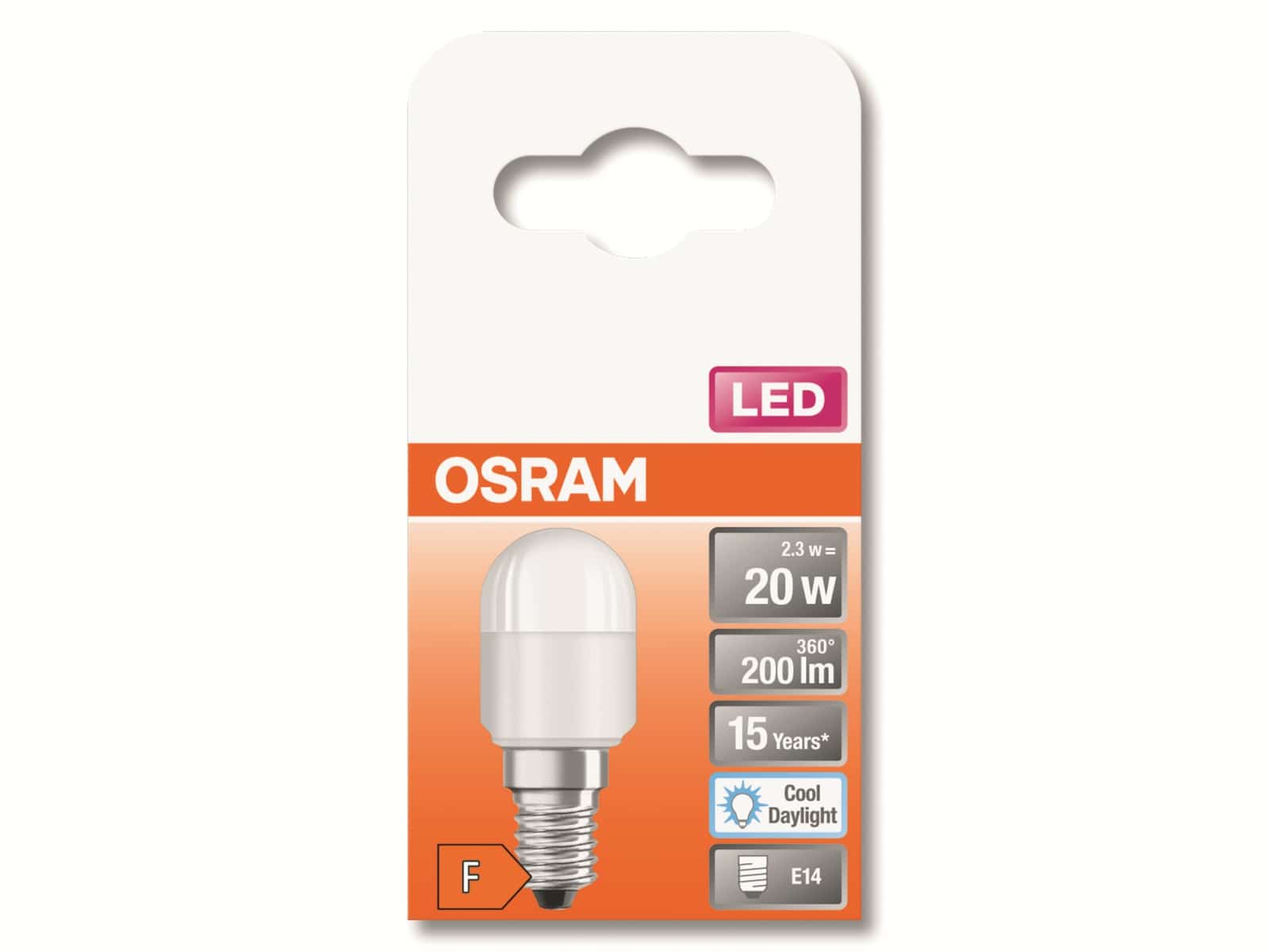 OSRAM LED-Lampe LED STAR SPECIAL T26, E14, EEK: F, 2,3 W, 200 lm, 6500 K