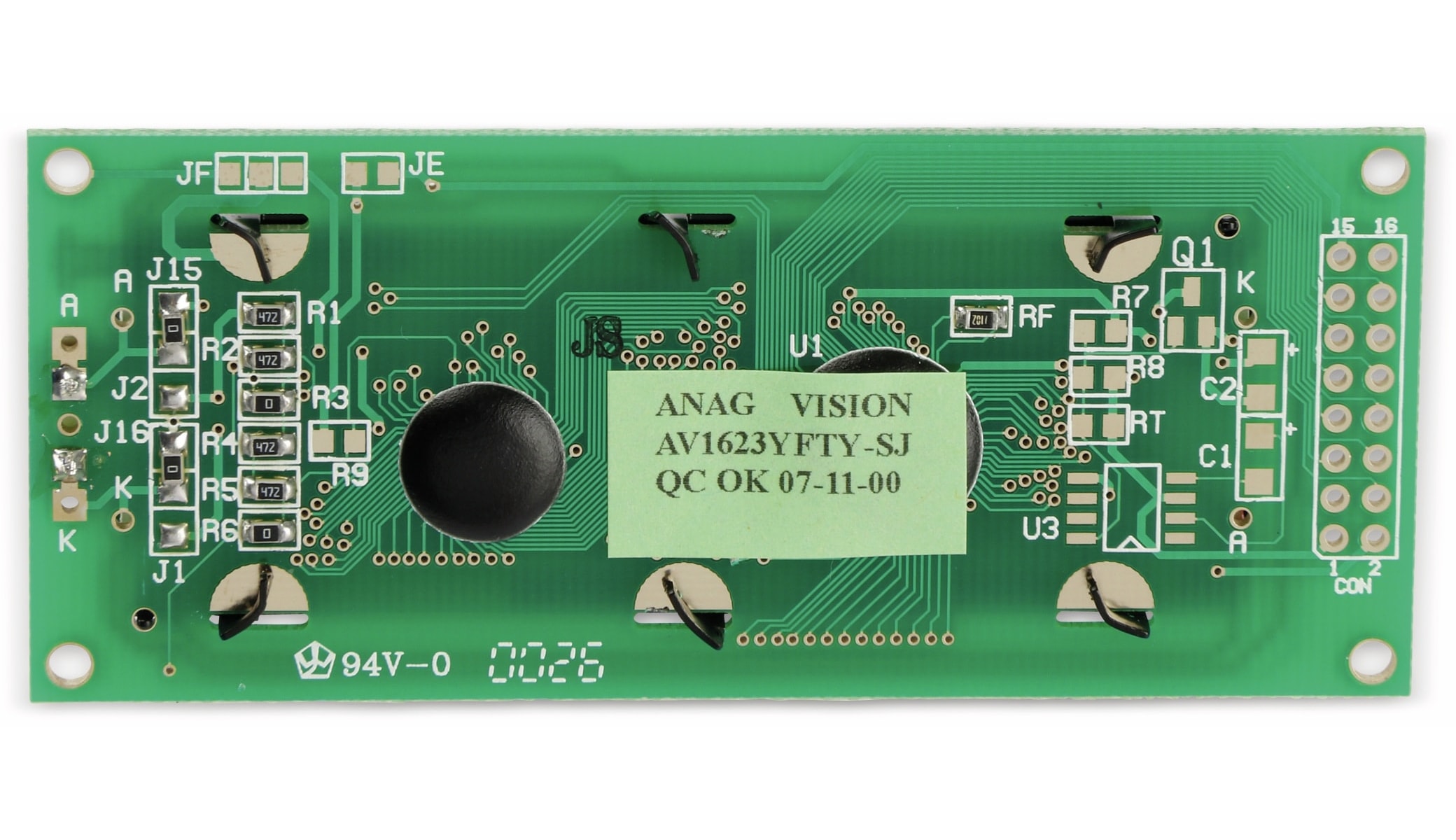 ANAG VISION LCD-Modul, AV1623YFTY-SJ, 16X2