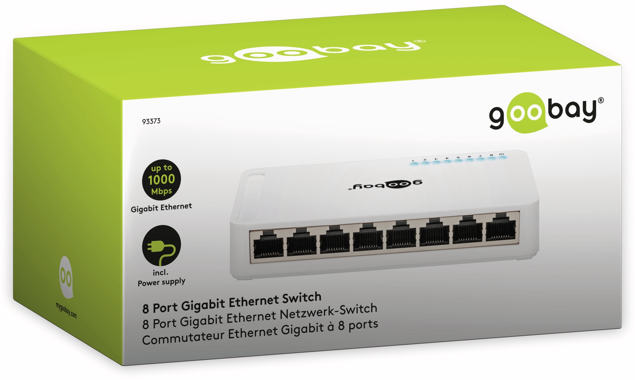 GOOBAY Gigabit Netzwerk-Switch 93373, 8-Port, weiß