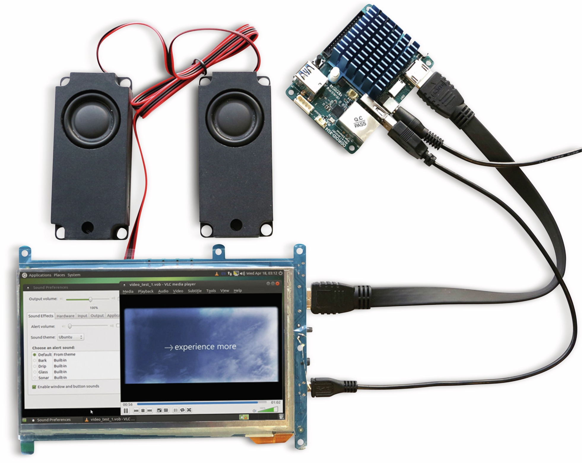 ODROID 17,8 cm (7") Multitouch TFT-Display mit HDMI und Audio VU7A PLUS