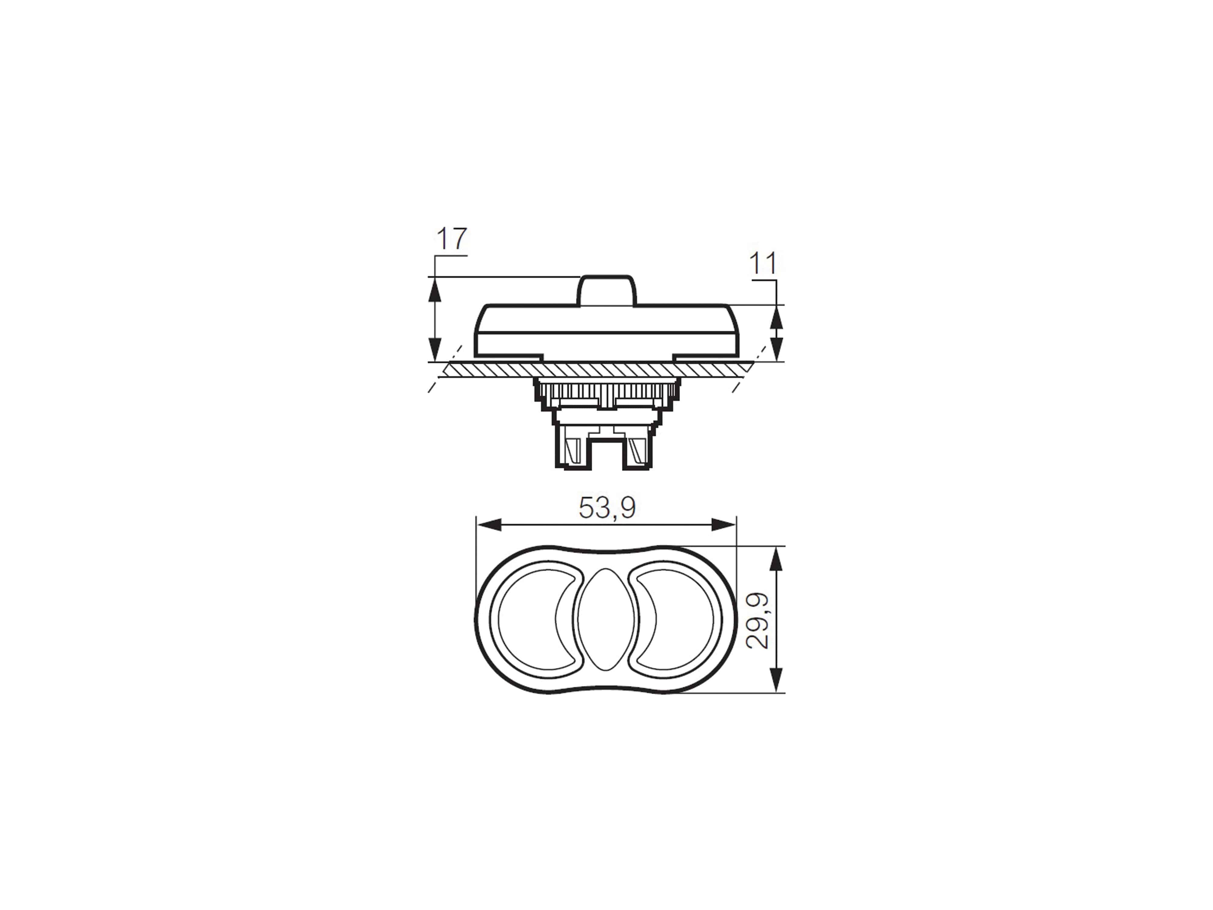 BACO Befehls-und Meldegeräte, L61BA22, Dreifachdrucktaster, unbeleuchtet ↑/STOP/↓,grün/rot/grün,22mm