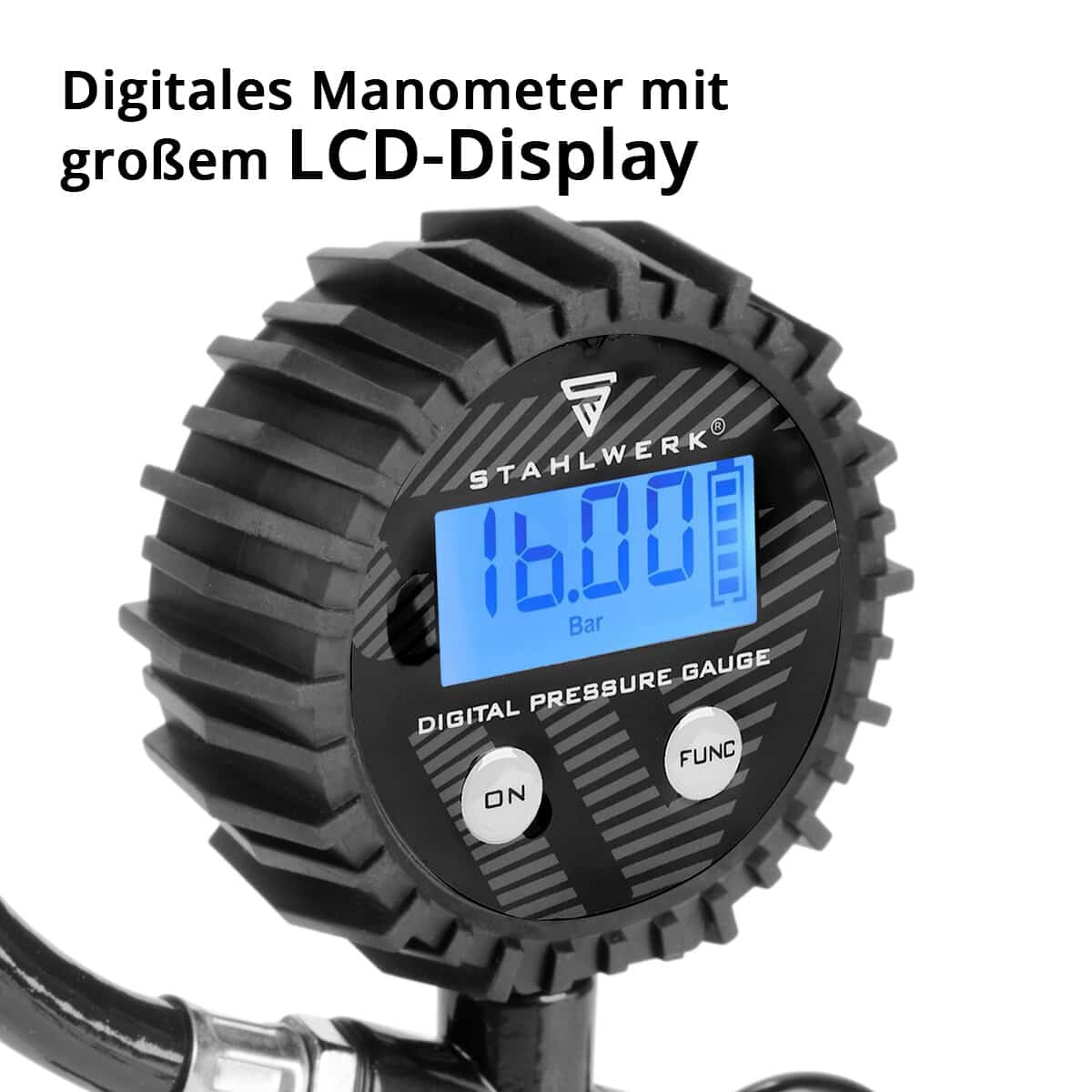 STAHLWERK Druckluft-Reifenfüllpistole DRD-16 ST, 4974, mit digitalem Manometer