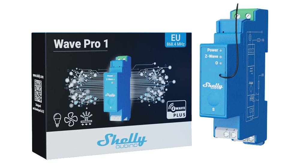 SHELLY Relais Wave Pro 1, Hutschiene, blau