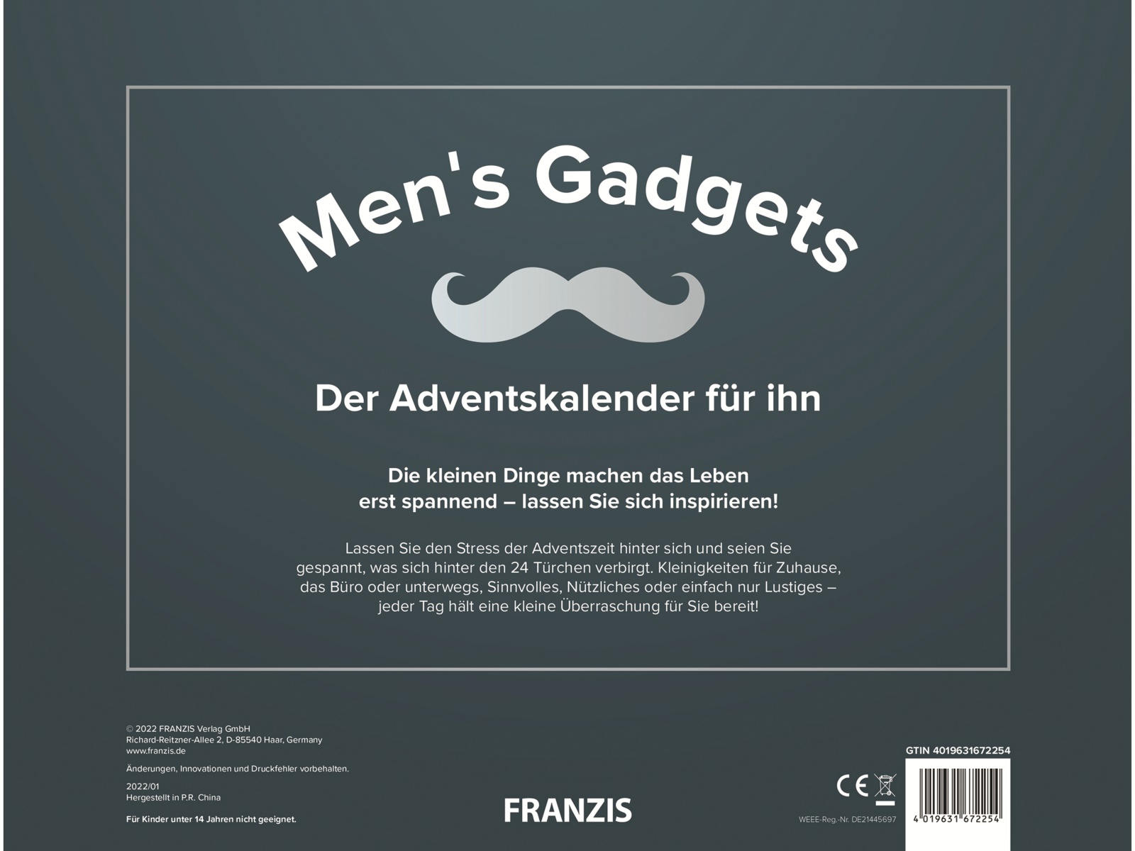 FRANZIS Adventskalender, 67225, Men's Gadgets 