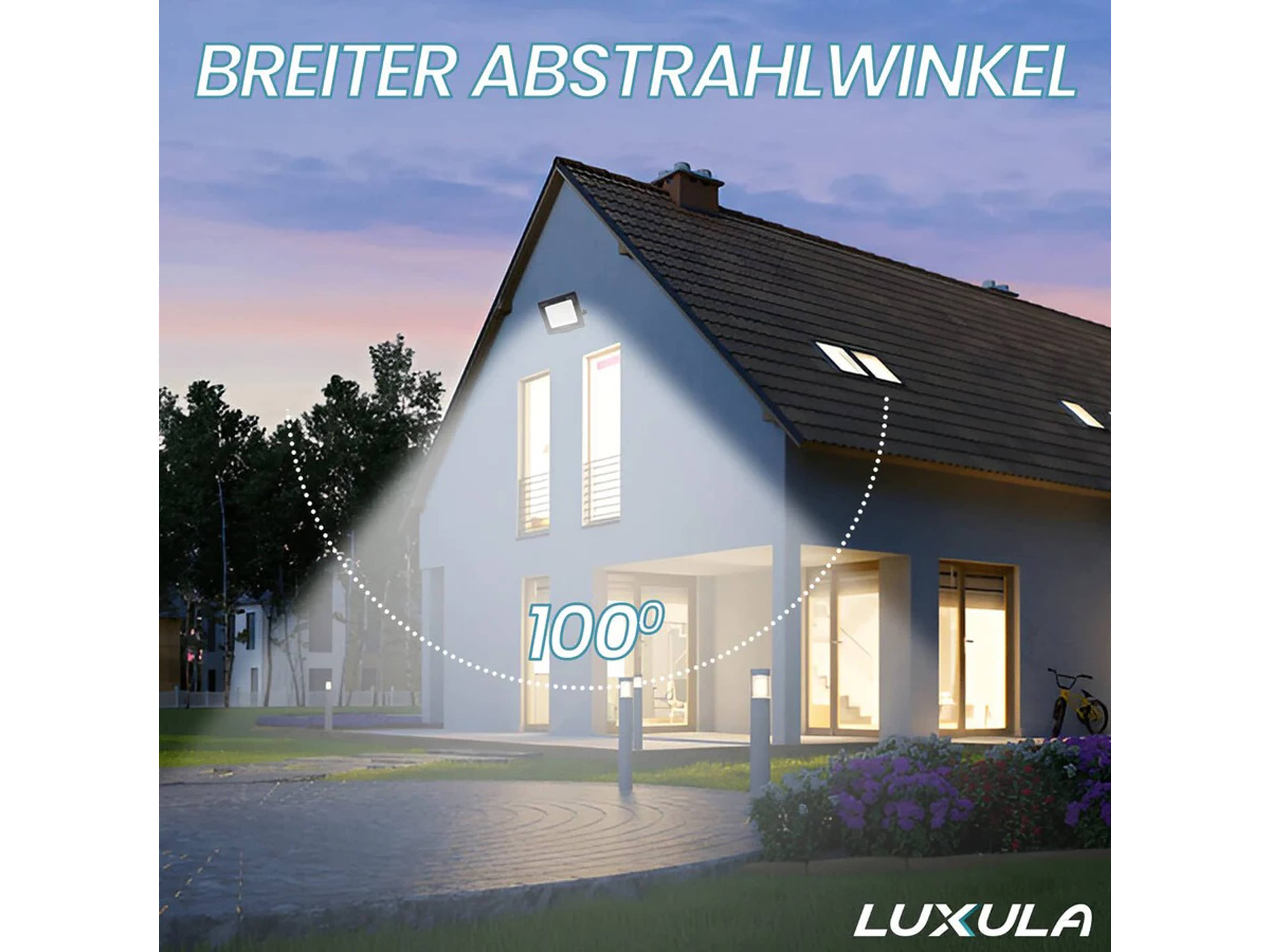 LUXULA LED-Fluter mit Bewegungsmelder, EEK: F, 20W, 2000lm, 4000K, schwarz