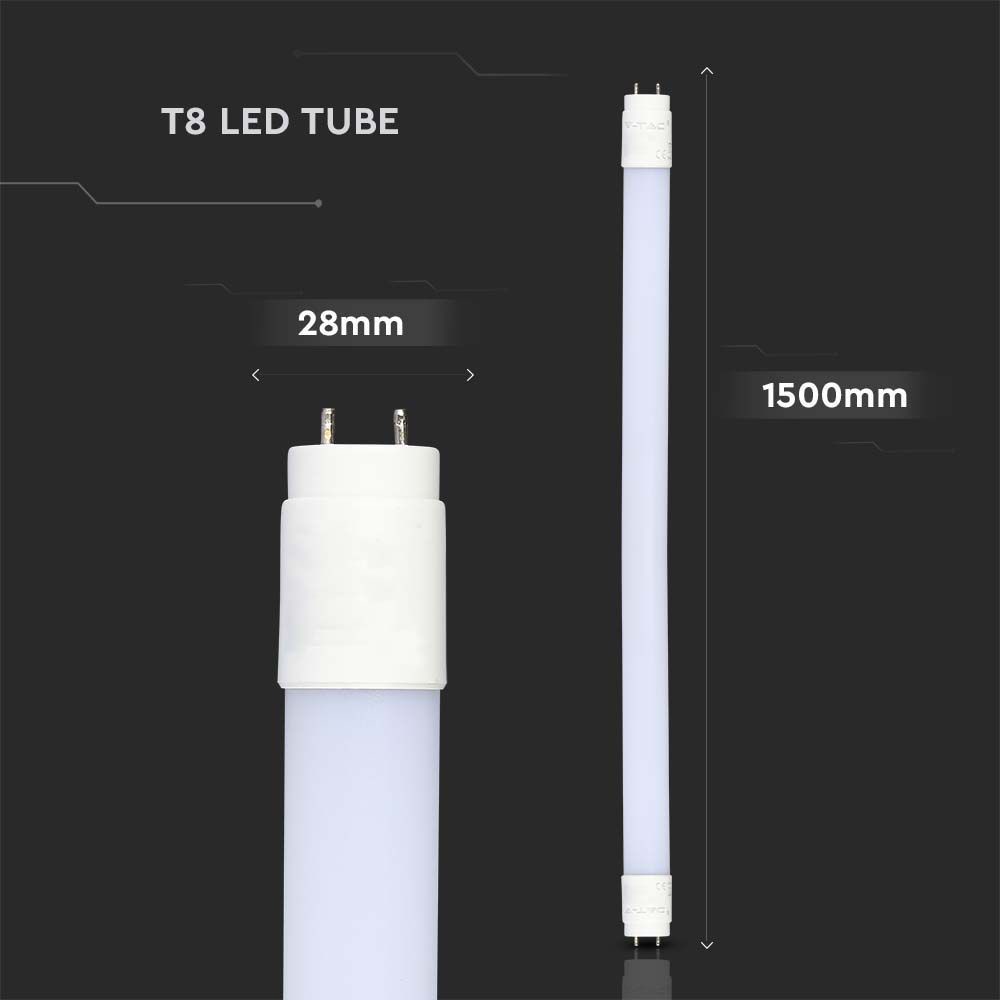 V-TAC LED-Röhre VT-1577, T8, G13, EEK: F, 20 W, 2100 lm, 3000 K, 1500 mm, 8 Stück