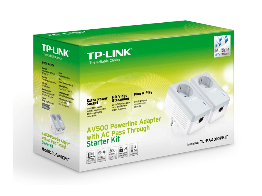 TP-LINK Powerline Adapter-Set TL-PA4010PKIT, 500 Mbps