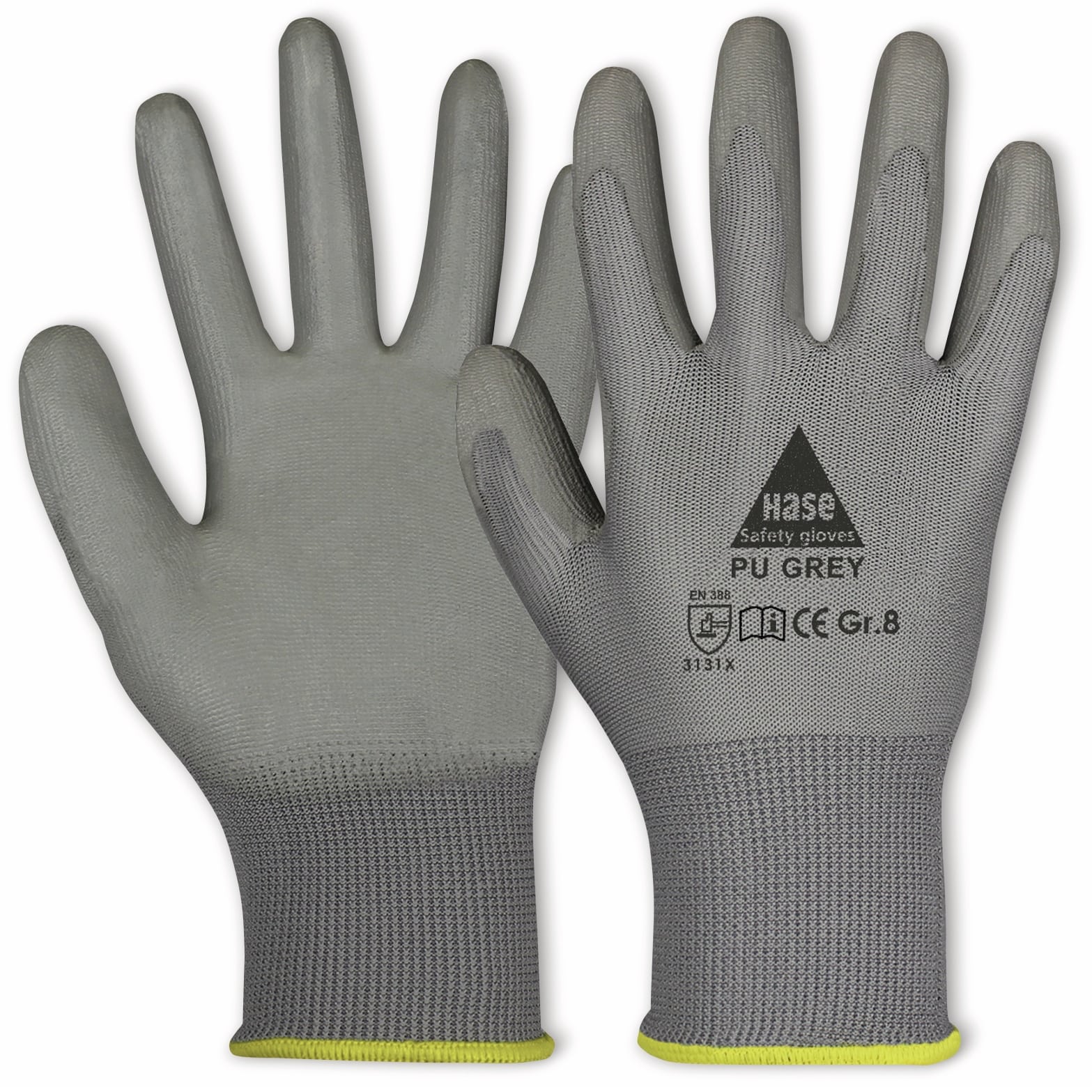 HASE SAFETY GLOVES Arbeitshandschuhe PU, PU grey, EN 388, EN 420, grau, Größe 10