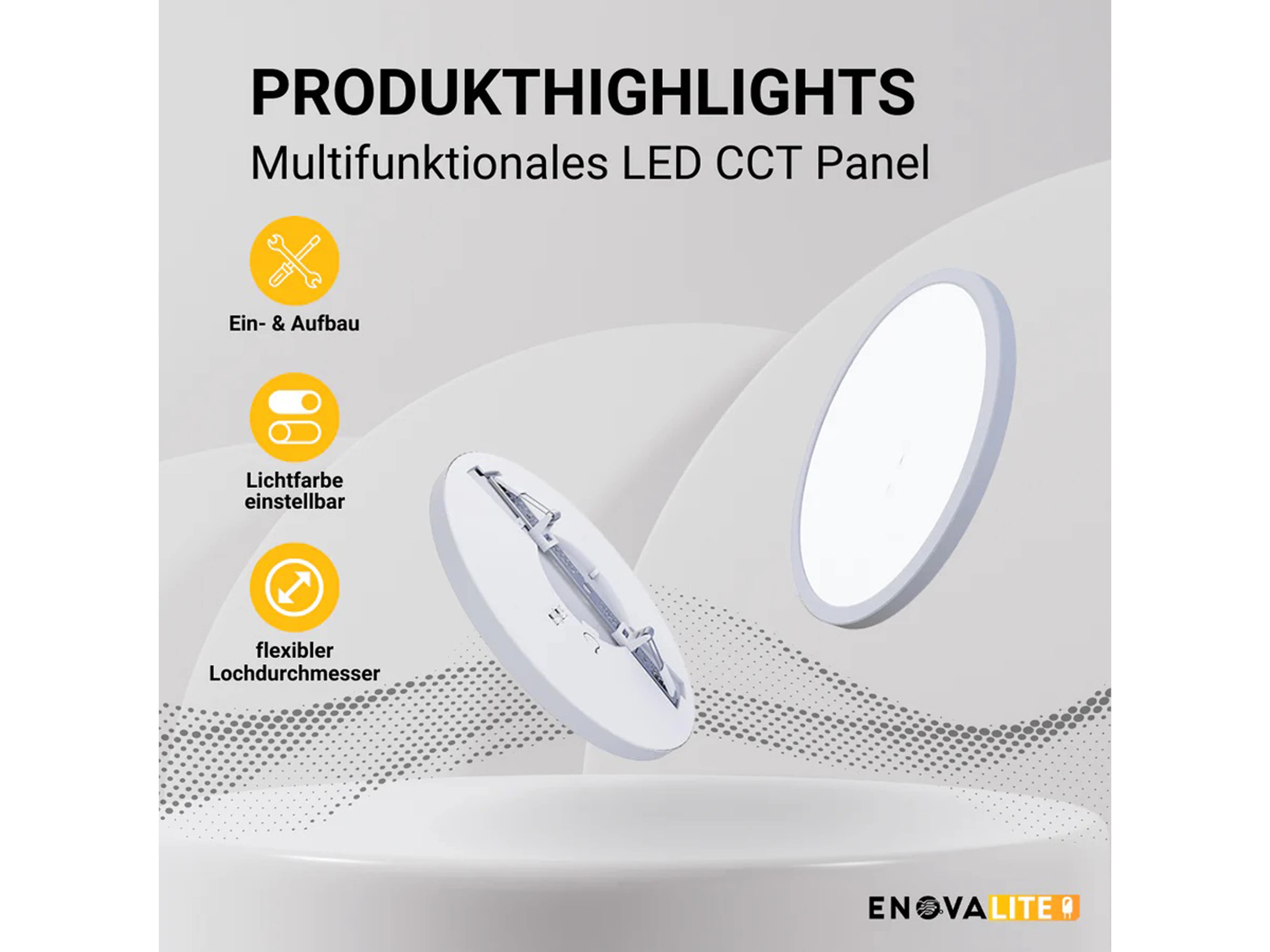 ENOVALITE LED-Panel, EEK: F, 12W, 1190lm, CCT, ø170