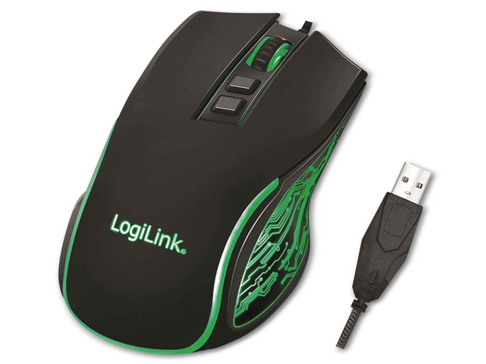 LOGILINK USB-Gaming-Maus ID0207, 1200/1800/2400/3600 dpi, schwarz