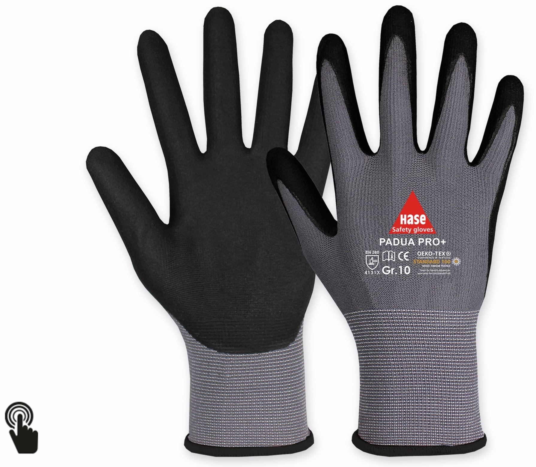 HASE SAFETY GLOVES Arbeitshandschuhe, Padua Pro+, EN388, EN 420, Touchfähig, Größe 9