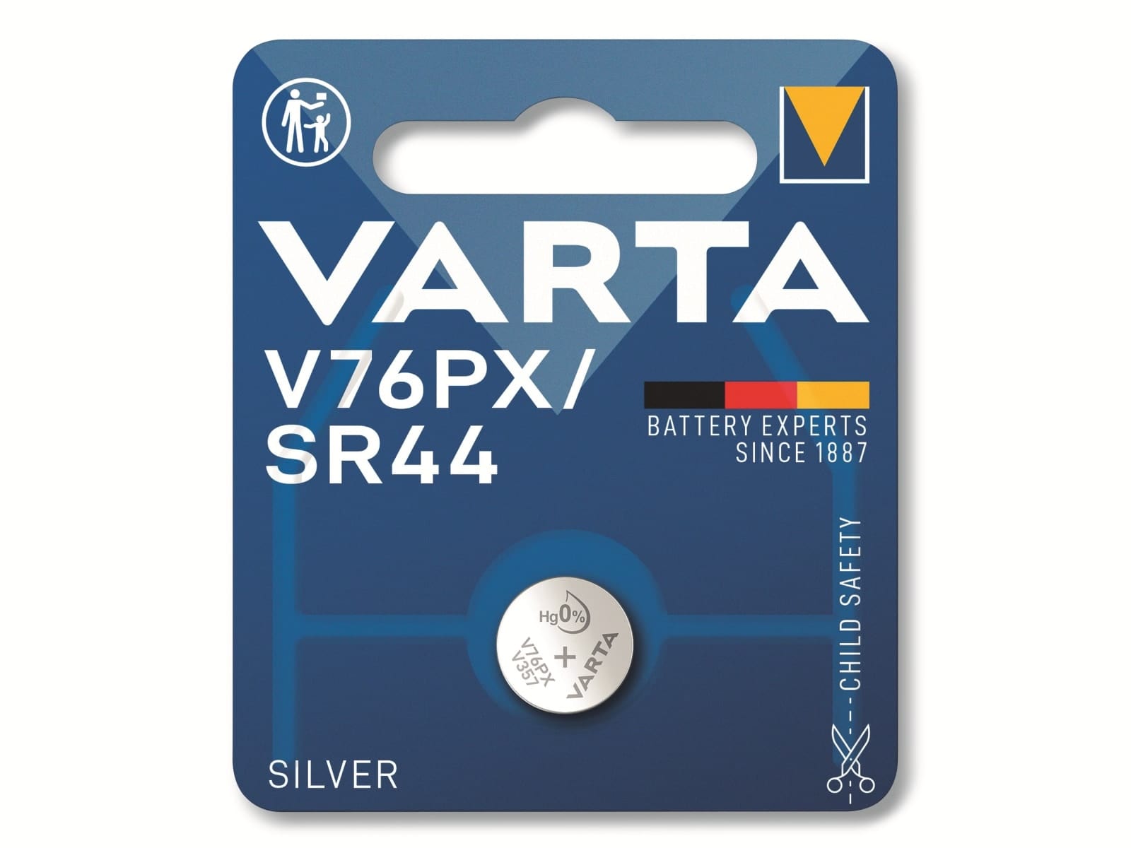 VARTA Knopfzelle Silver Oxide, V76PX SR44, 1.55V, 1 Stück