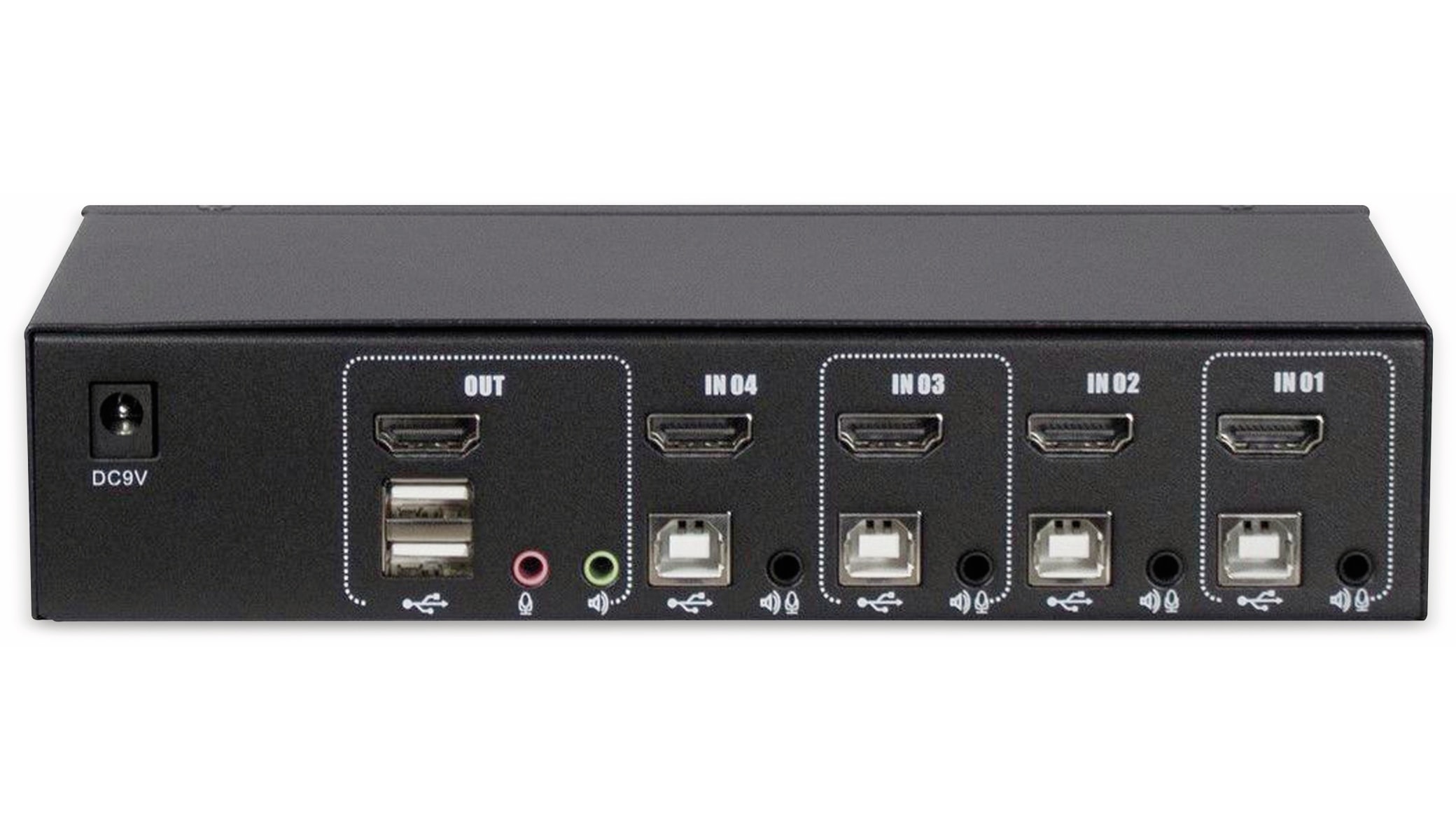 INTER-TECH KVM-Switch AS-41HA, HDMI, Metall, 4 Ports