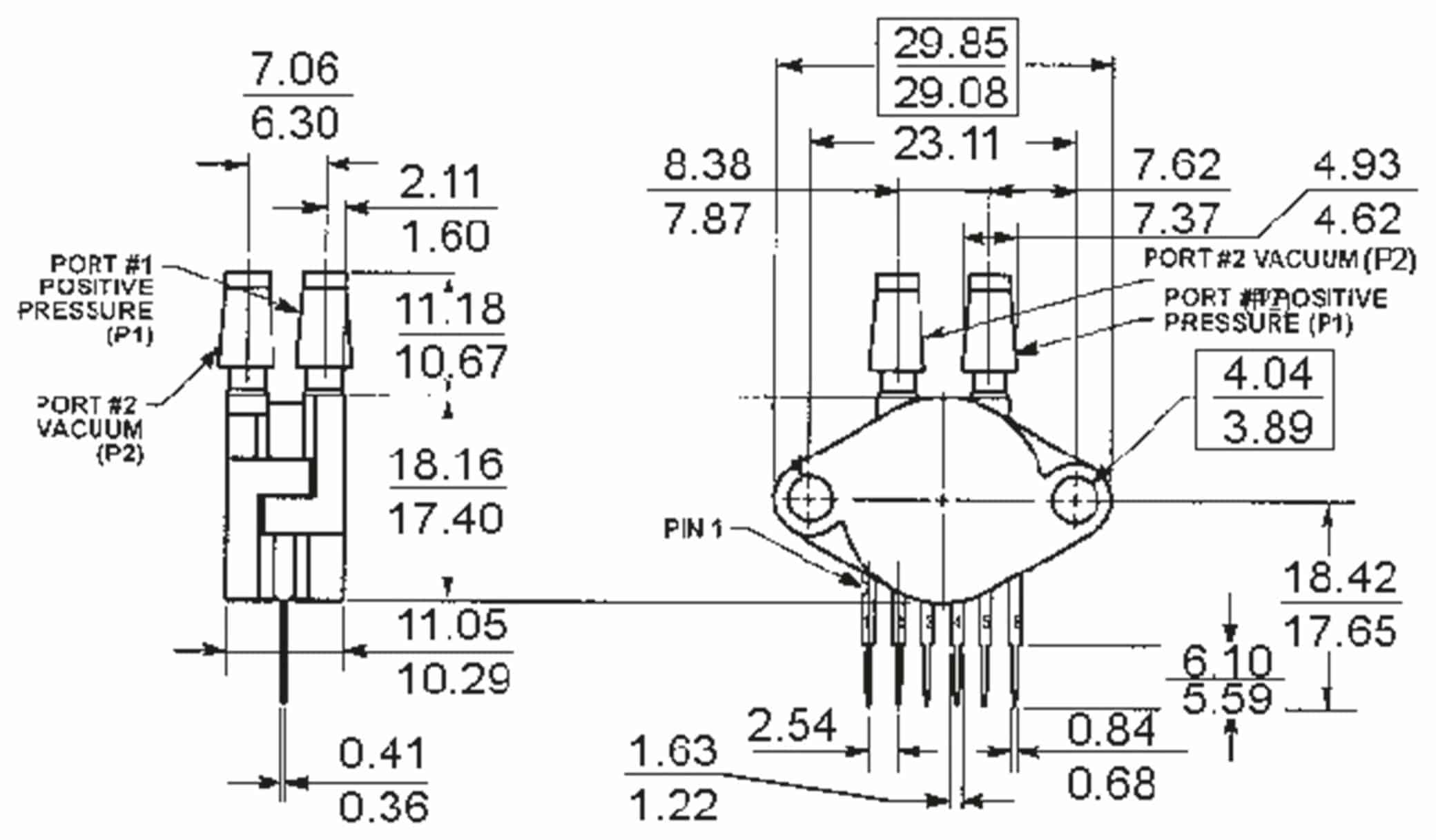 FREESCALE Drucksensor MP5500DP, 0 ... 500 kPa, 9 mV/kPa