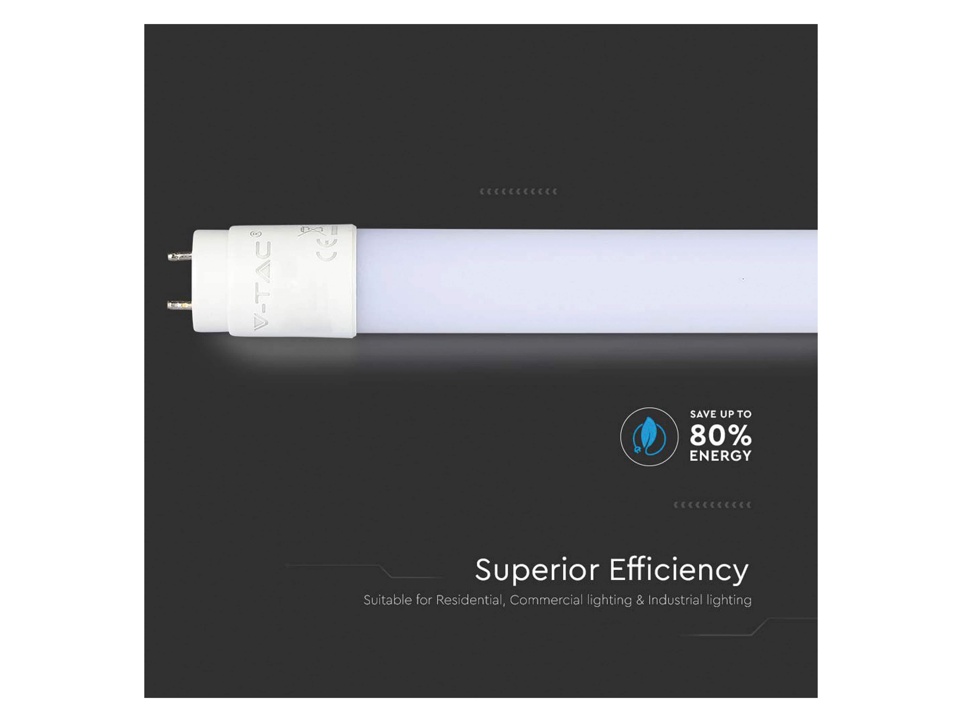 V-TAC LED-Röhre VT-152, HIGH LUMEN, EEK: E, 24 W, 3000 lm, G13, 6500 K, 150 cm