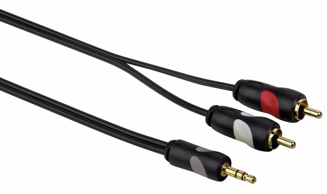 Hama Audiokabel 132130, Klinkenstecker, 3,5 mm auf 2x Cinchstecker, 2 m, schwarz