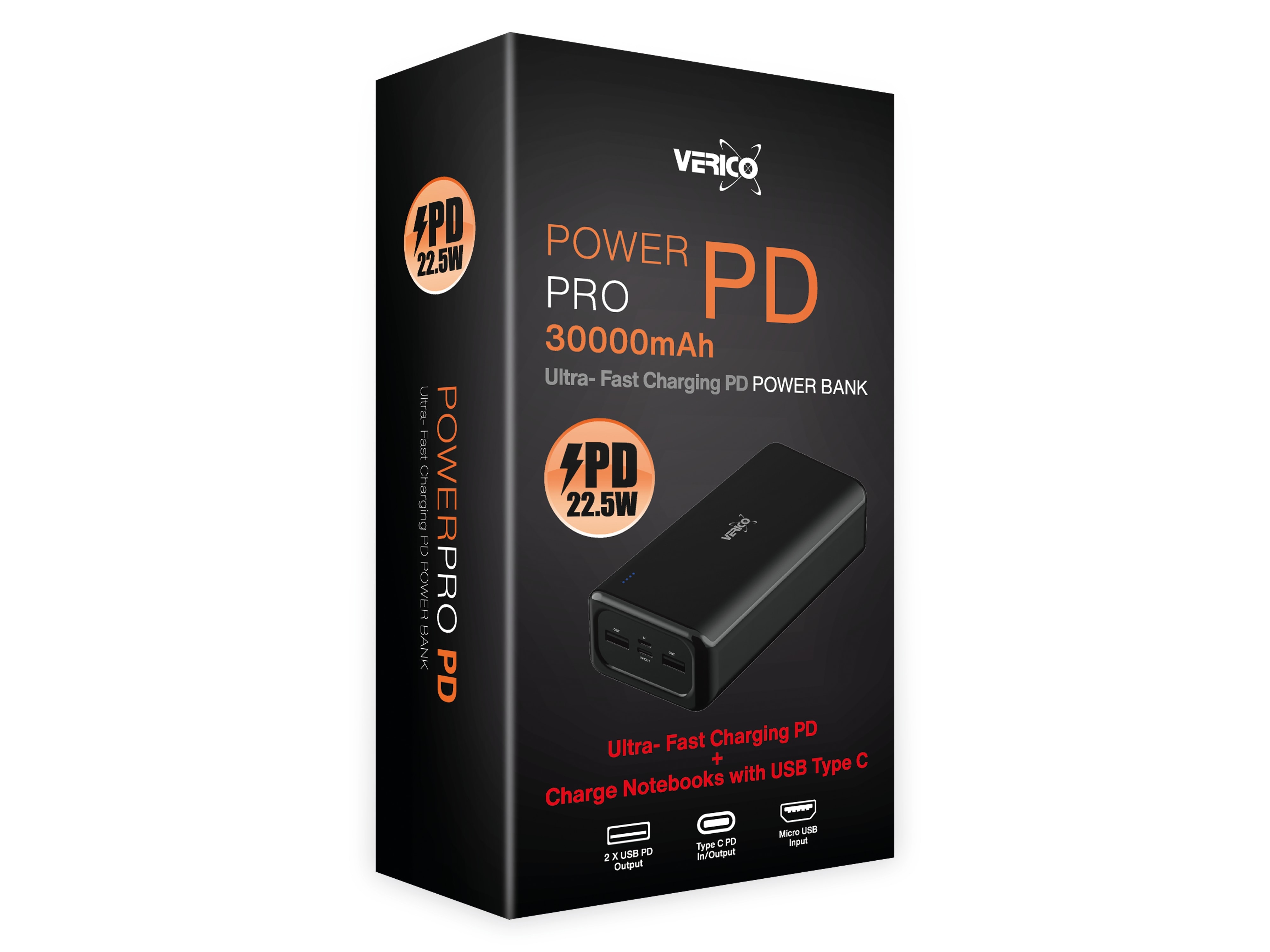 VERICO USB Powerbank Power Pro PD V2, 30.000mAh, schwarz