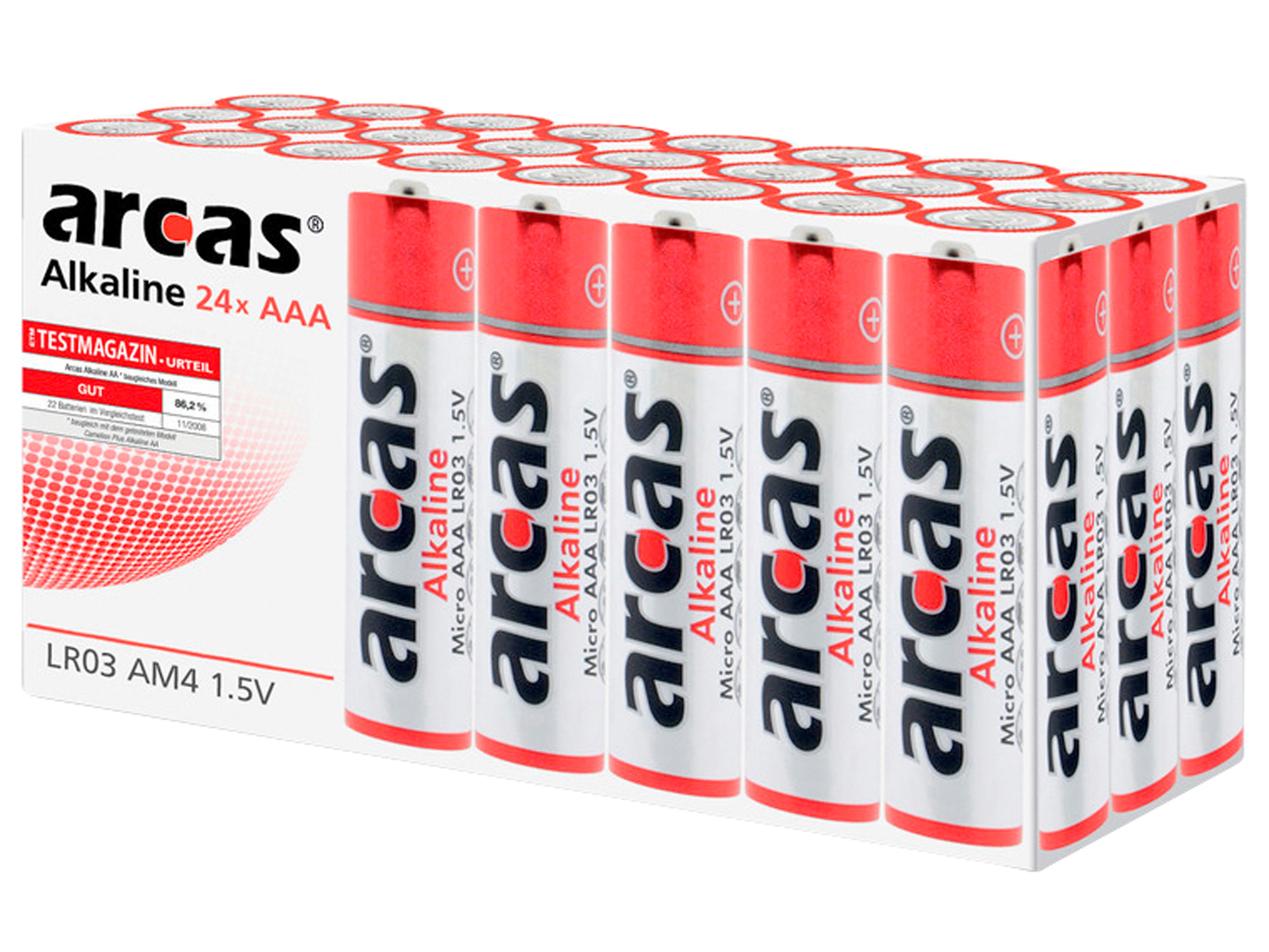 ARCAS Batterie Alkaline LR03, AAA, Micro, 1,5 V, 24 Stück