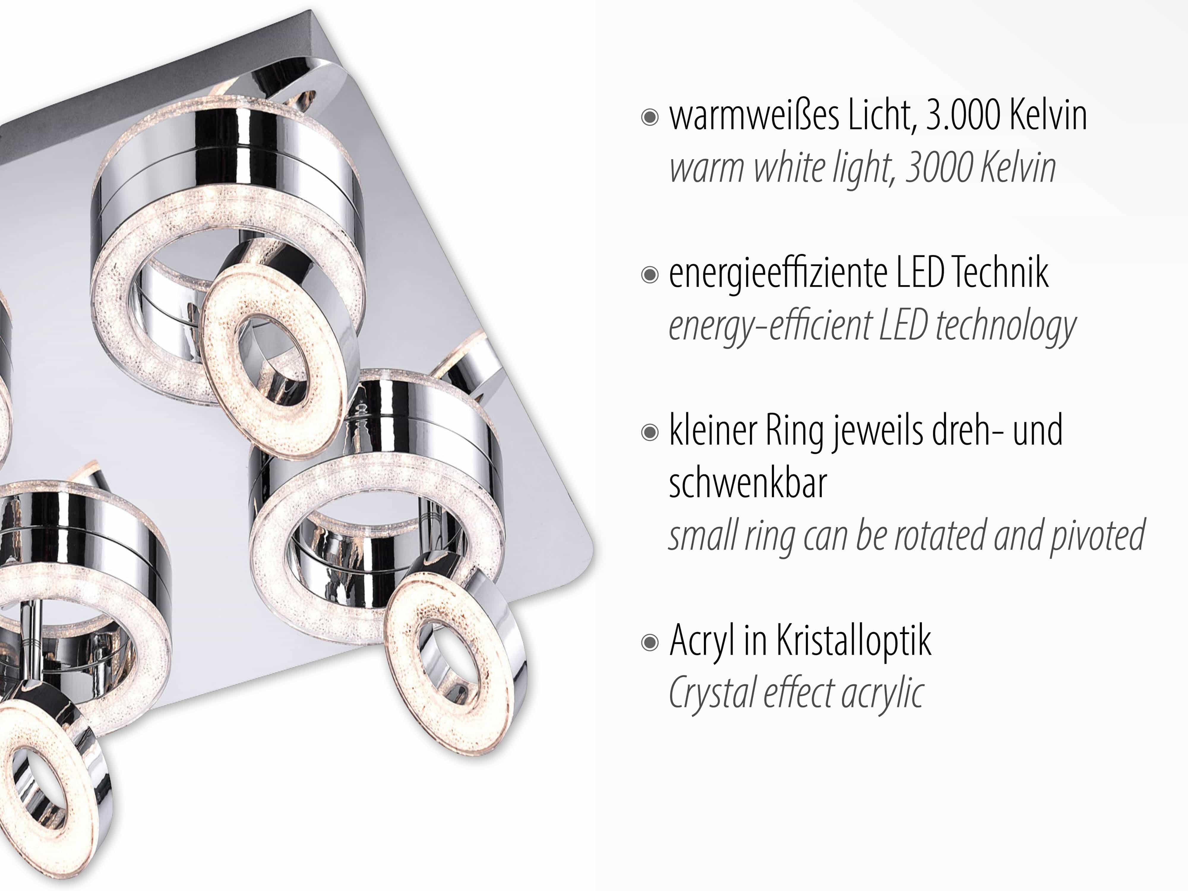 JUST LIGHT LED-Deckenleuchte 14522-17 chrom, 23,6W, 2280lm, 3000K